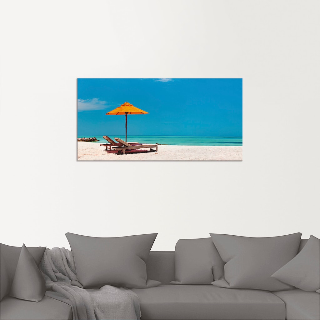 Artland Wandbild »Liegestuhl Sonnenschirm Strand Malediven«, Strand, (1 St.)