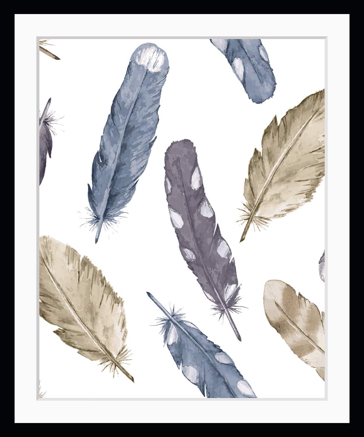 Image of queence Bild "Frido" Federn Kunst HD Premium Poster-Druck inkl. Holzrahmen