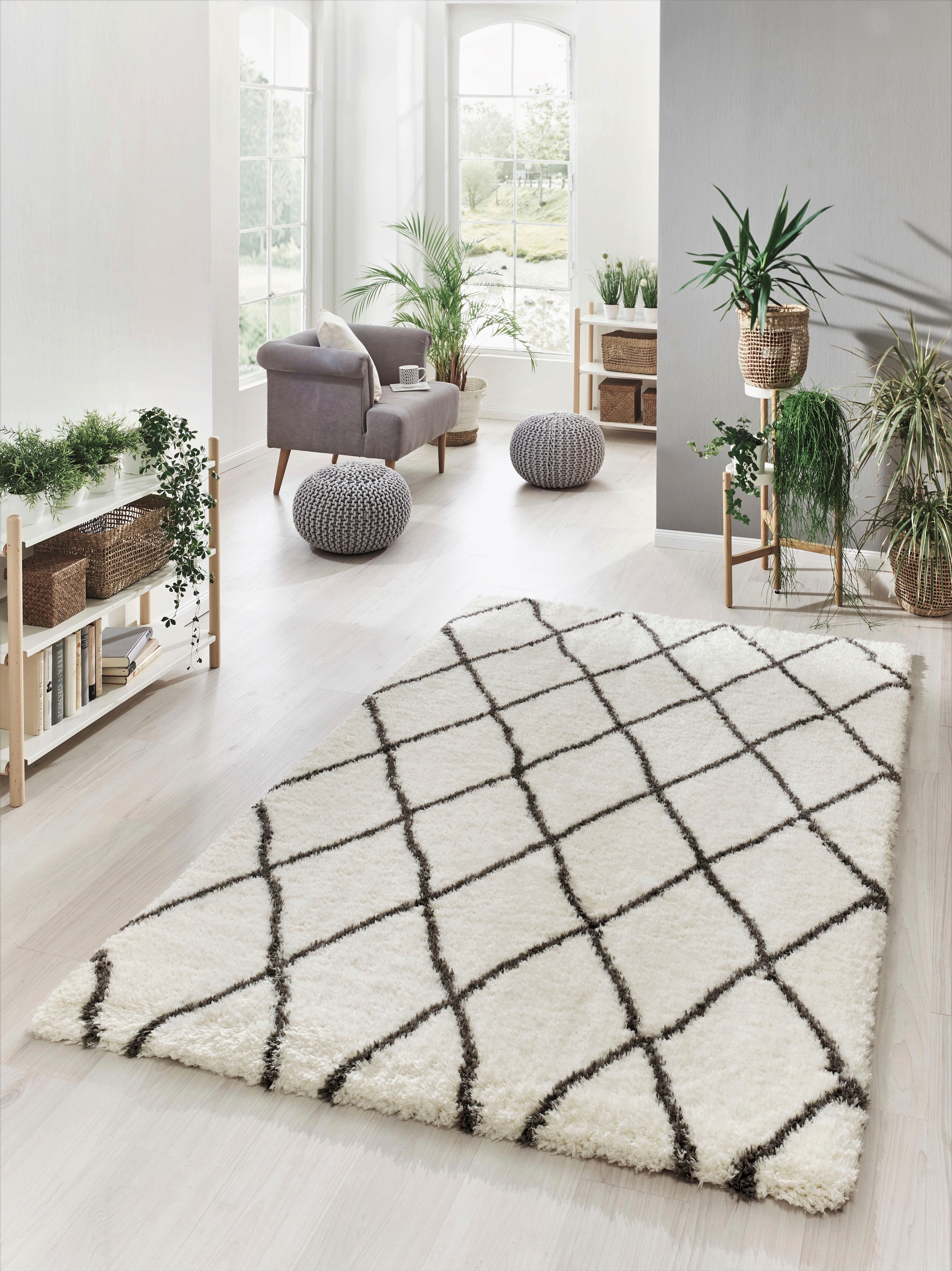 merinos Hochflor-Teppich »Floki 80075«, rechteckig, 70 mm Höhe, besonders weich durch Microfaser, Wohnzimmer