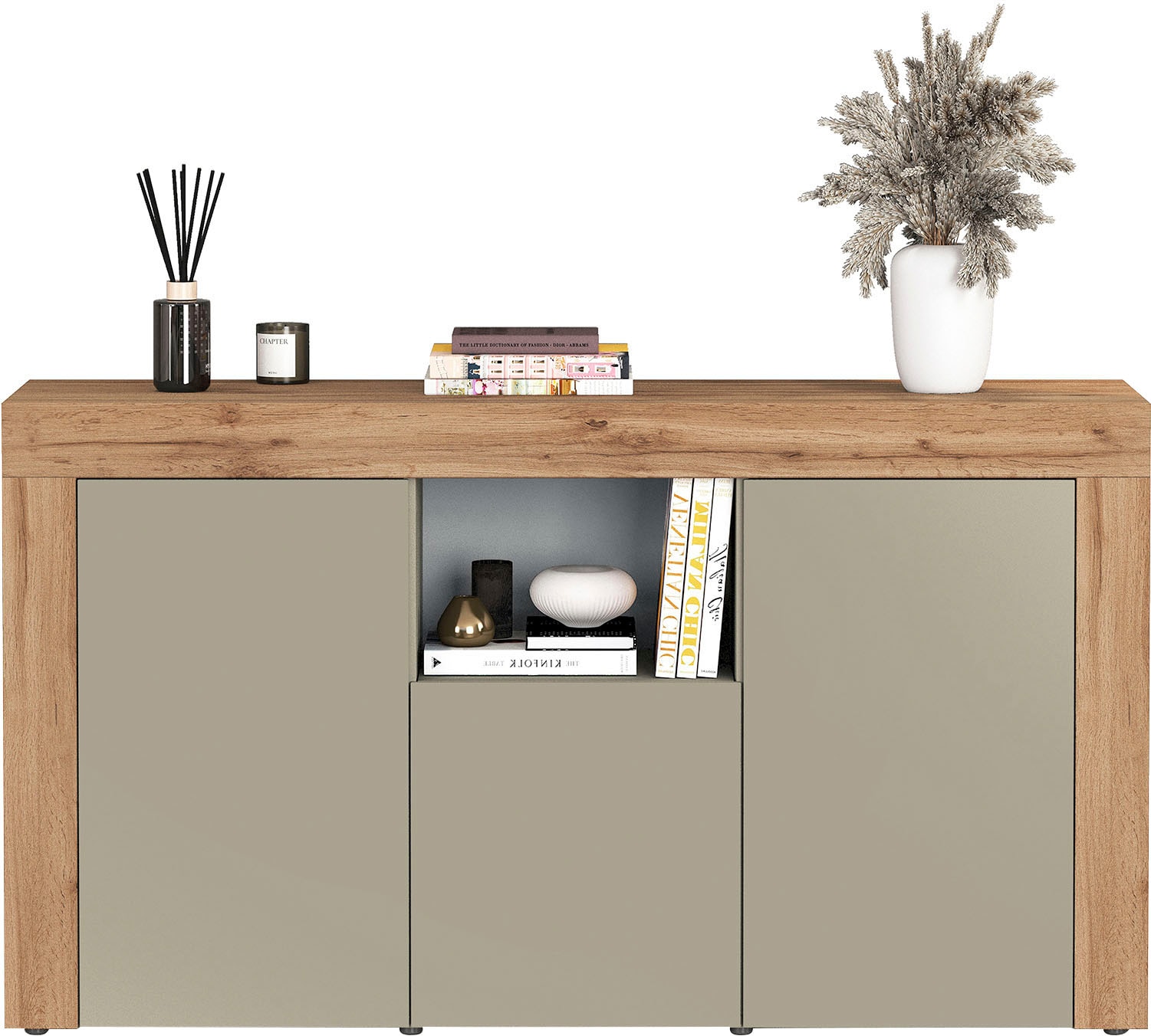 INOSIGN Sideboard »CHRONOS Breite 155 cm mit 3 Türen, 1 offenes und 6 geschlossene Fächer« 1 Stk. tlg. Sideboard,Kommode, Schrank, Grifflos mit Push to Open, Made in Italy