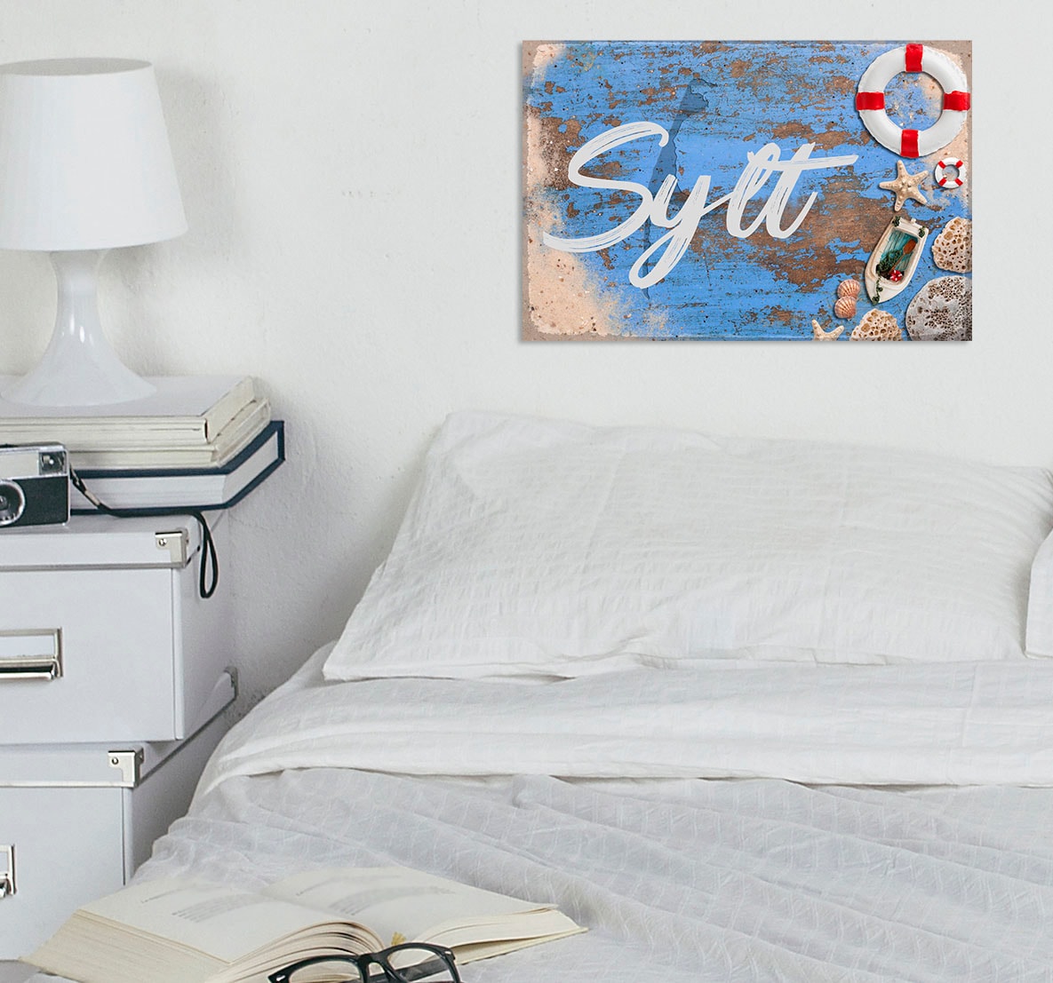 Image of queence Metallbild "Sylter Lifestyle" Meer Schriftzug Schriftzüge Strand 1 Stk. tlg. Stahlschilder