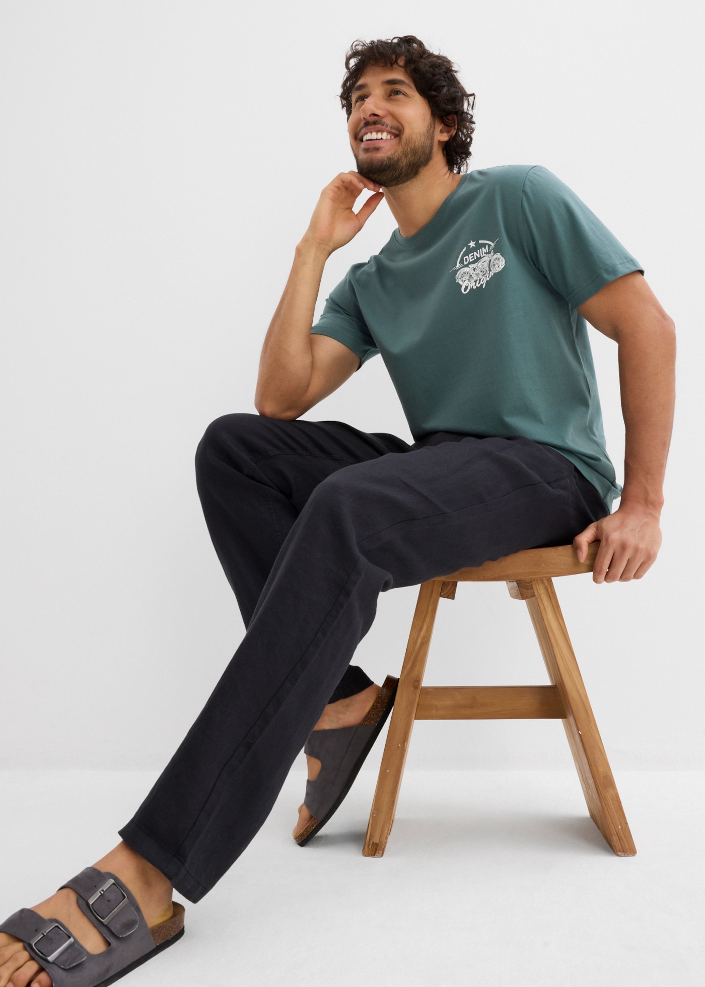 bonprix T-Shirt Packung, 2er,  aus reiner Baumwolle, mit Rundhalsausschnitt, Kurzarm, Regular Fit