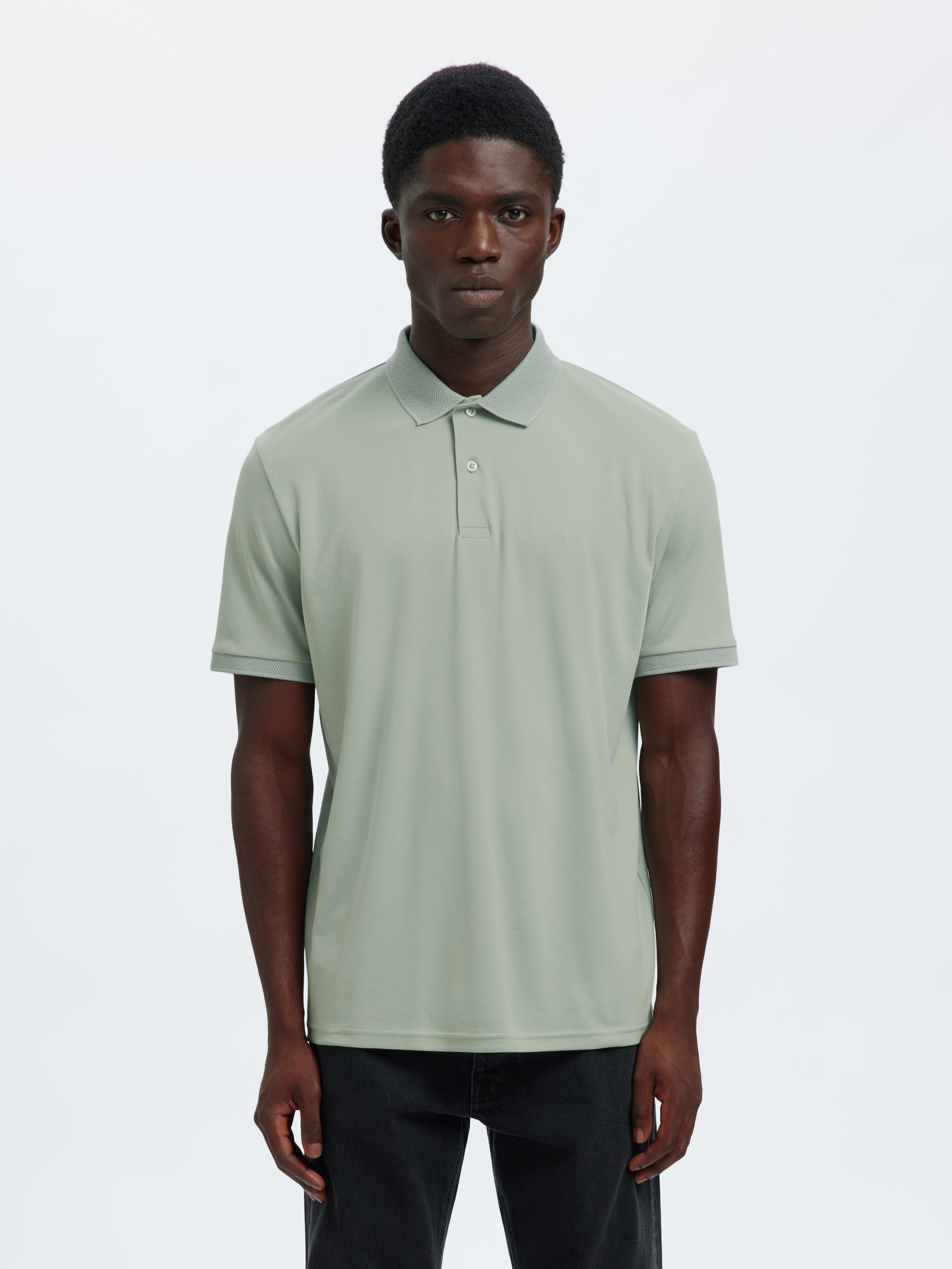 Image of SELECTED Poloshirt "SLHFAVE BUTTON SS POLO NOOS" Baumwollmischung, regular fit
