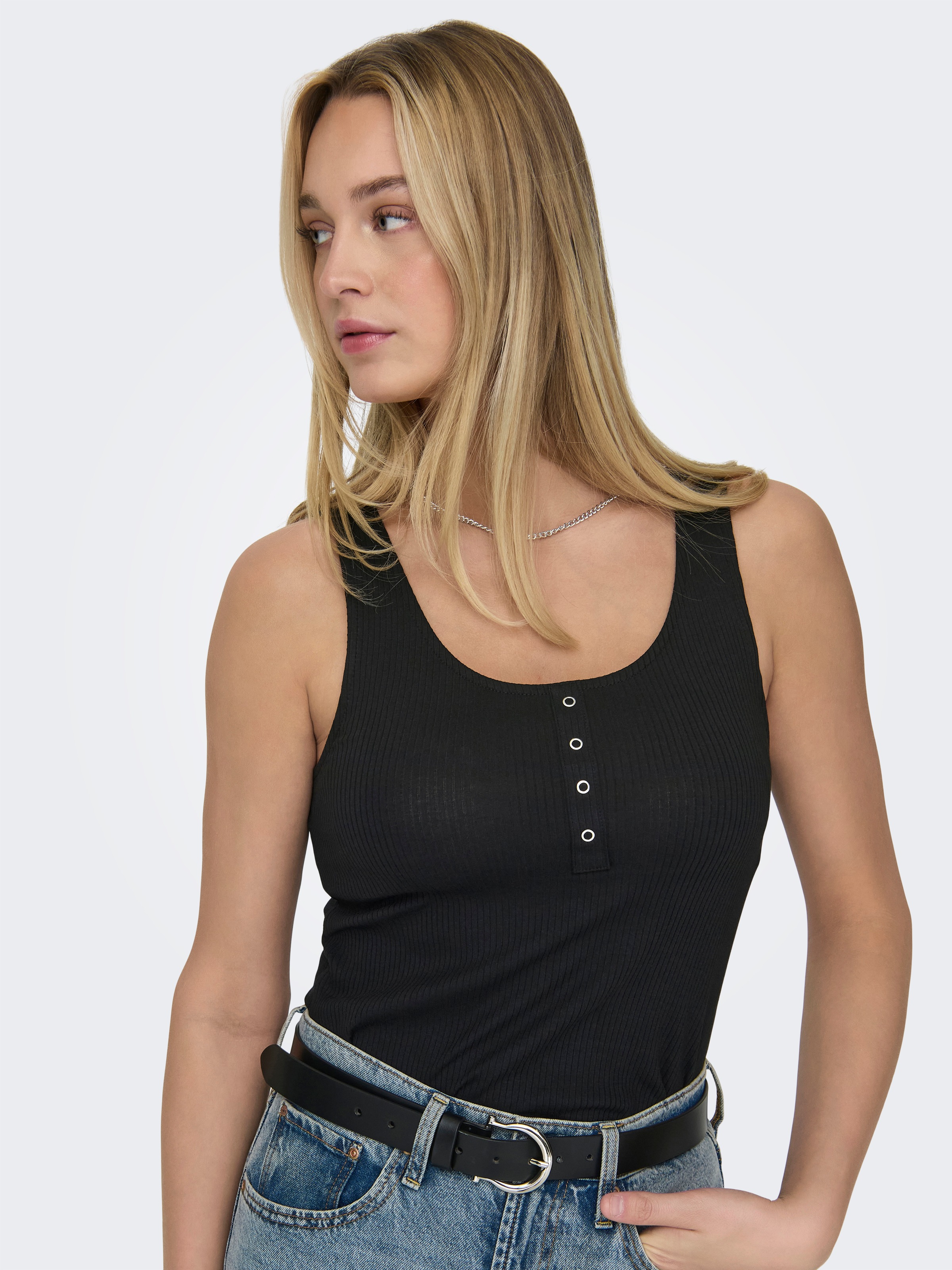 ONLY Débardeur à côtes »ONLSIMPLE LIFE S/L BUTTON TOP JRS CS 2PK« Packung, 2 cuis tlg.