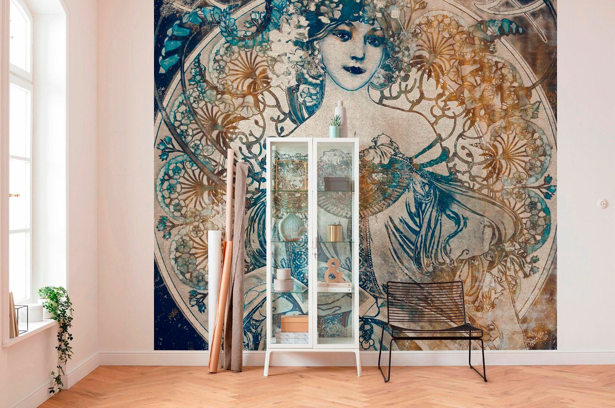 Komar Vliestapete »Digitaldruck Vlies - Porcelaine - Grösse 300 x 280 cm«, bedruckt, Wohnzimmer, Schlafzimmer