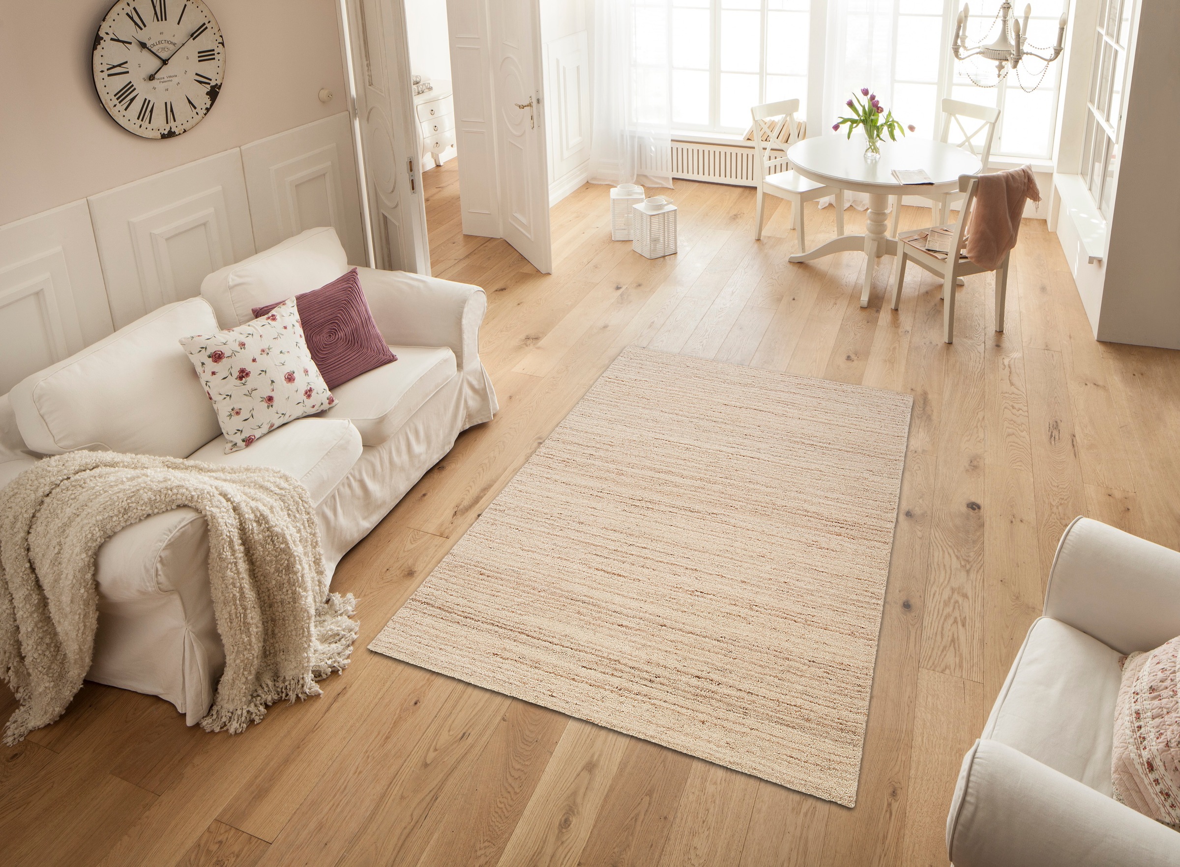 THEKO Wollteppich »Janne, Berber Teppich, Wolle, meliert, handgearbeitet«, rechteckig, 20 mm Höhe, handgetuftet, Wohnzimmer, Schlafzimmer, Esszimmer