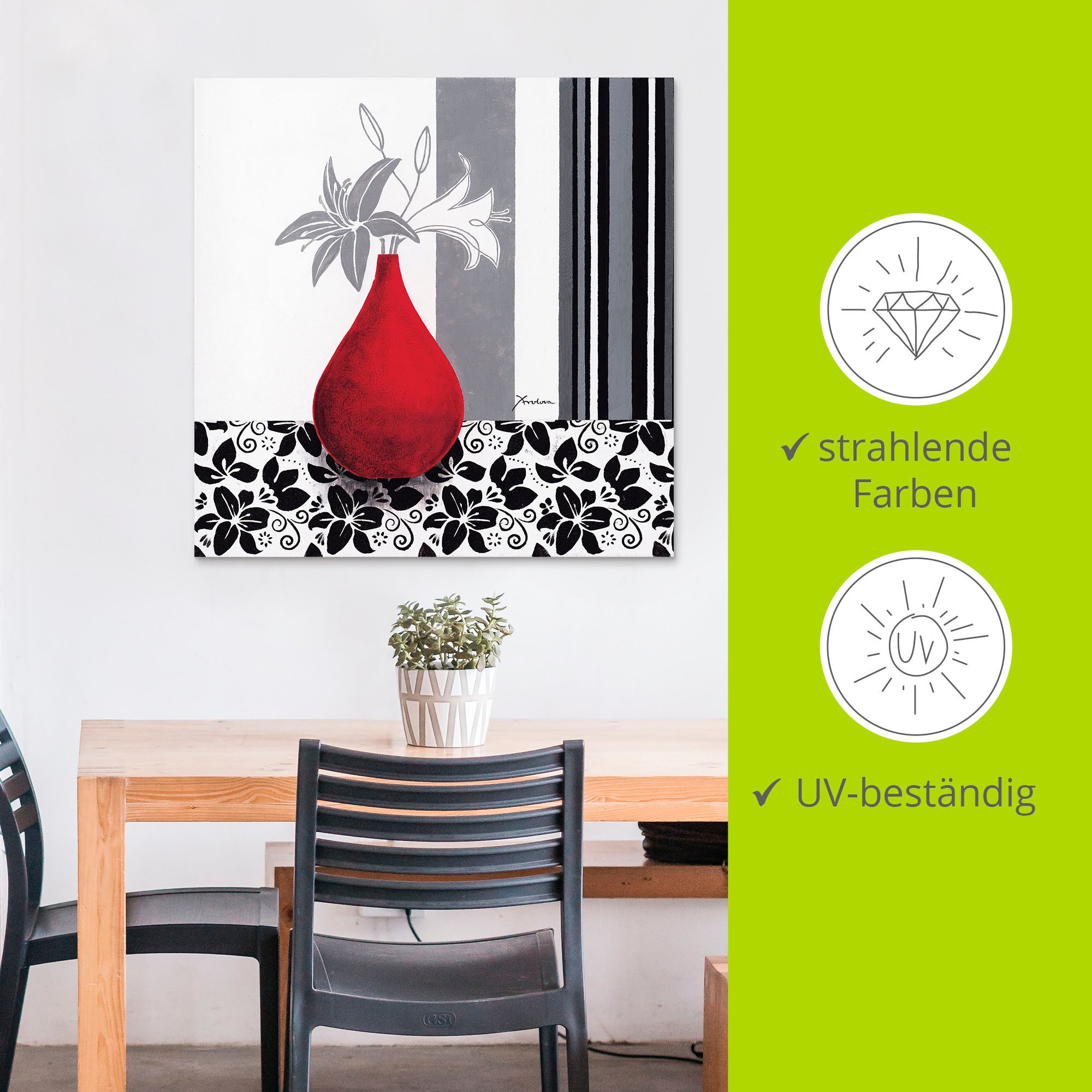Artland Wandbild »Blumenmuster«, Vasen & Töpfe, (1 St.), als Alubild, Outdoorbild, Poster in verschied. Grössen
