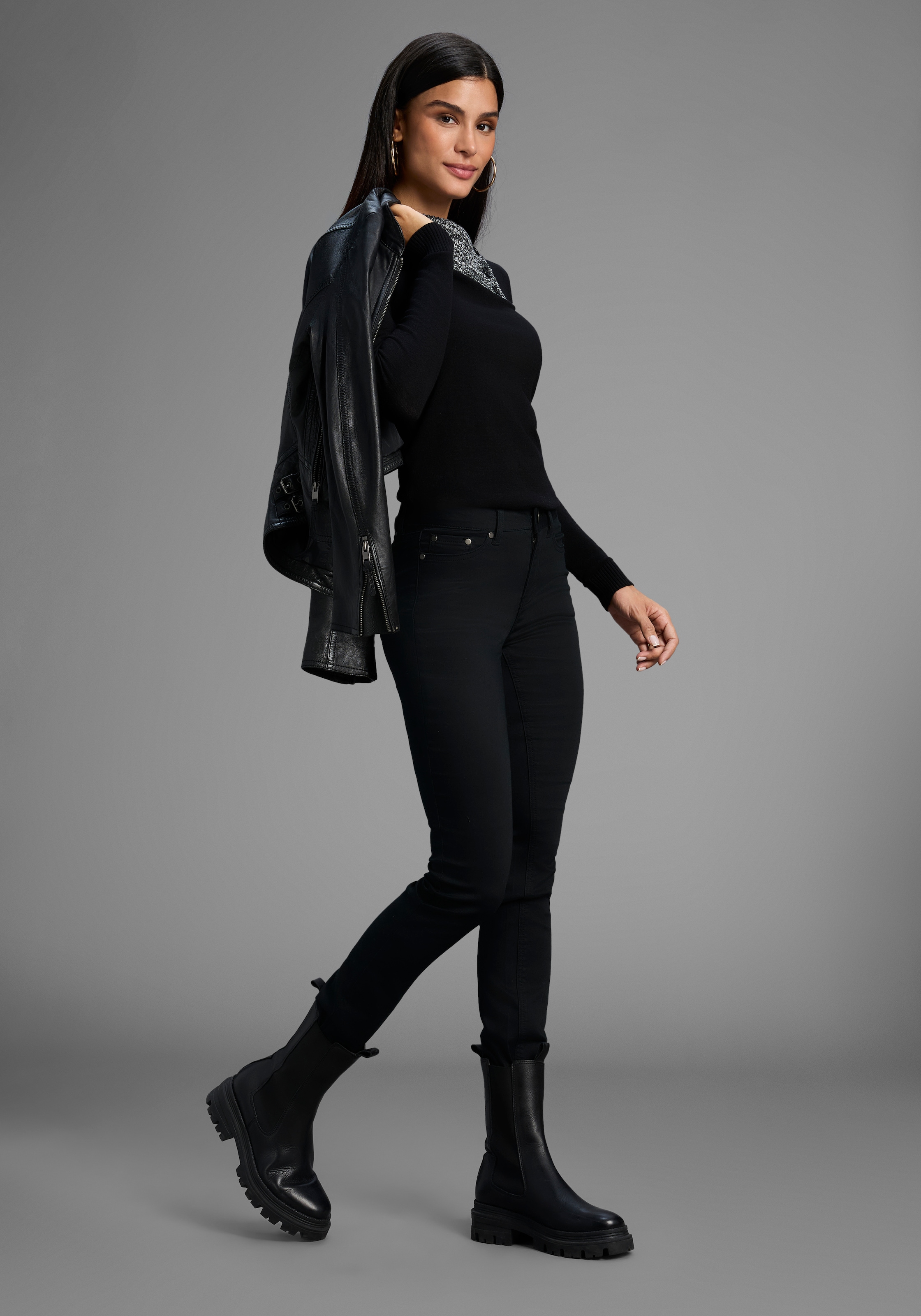 Arizona Slim-fit-Jeans »Shaping« enge Passform,  Röhrenjeans,  Used-Look-Waschung,  hohe Leibhöhe