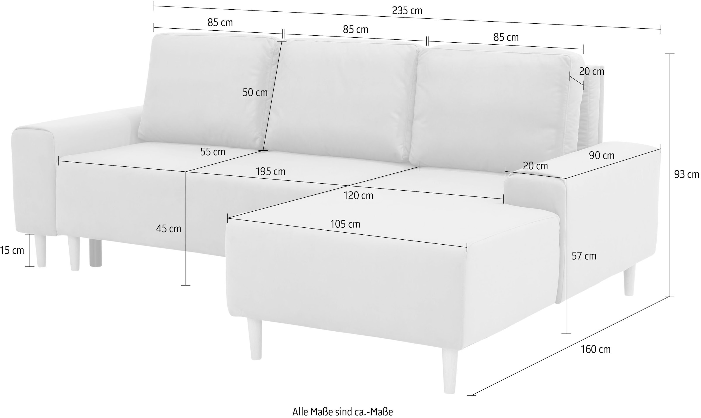Home affaire Ecksofa »Samu L-Form« wahlweise mit Bettfunktion und Bettkasten