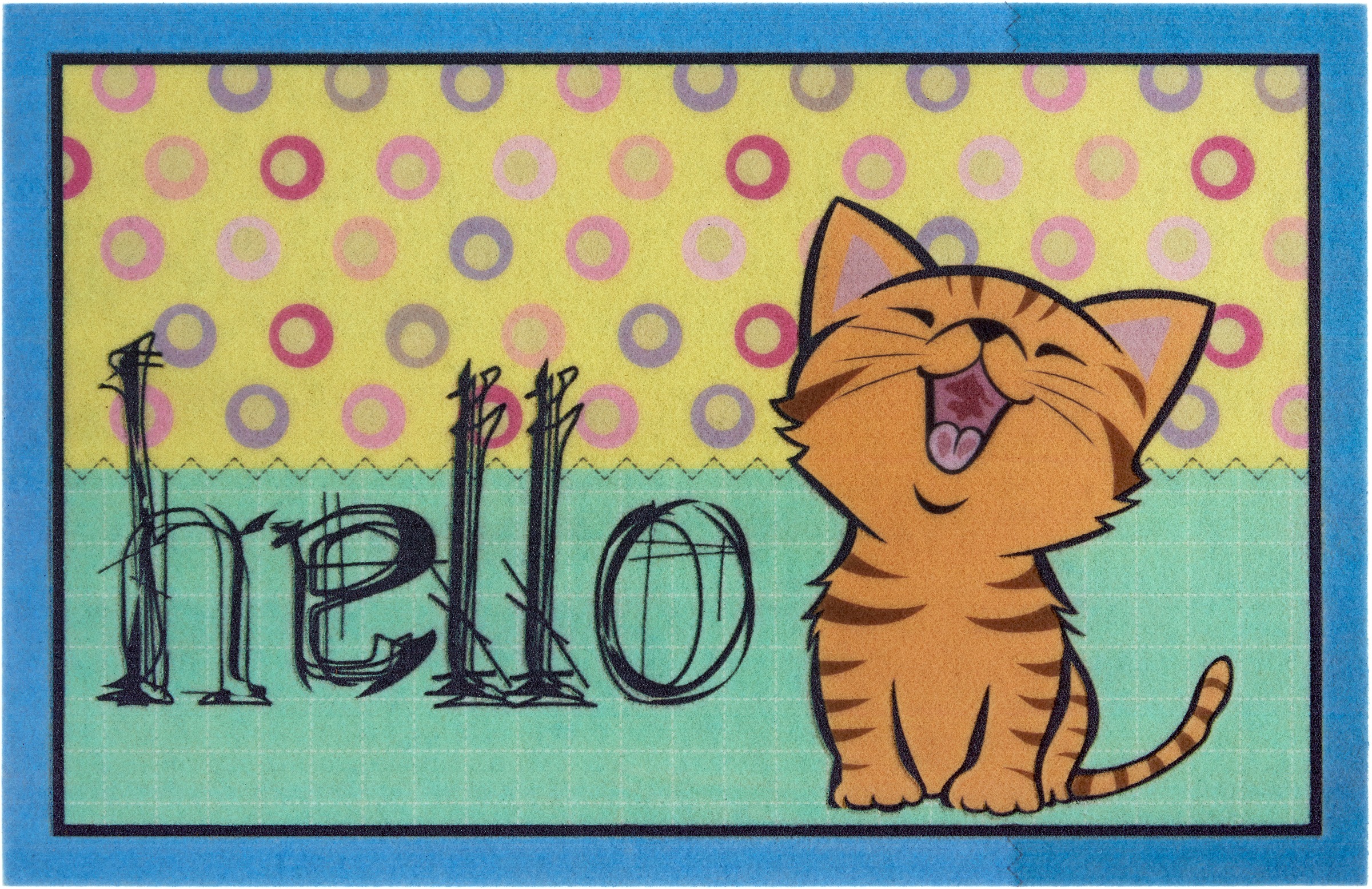 Image of my home Fussmatte »Katze hello«, rechteckig, 6 mm Höhe, In und Outdoor geeignet, Tiermotiv, Robust, Pflegeleicht, Eingangsbereich, Rutschfest, Hallo bei Ackermann Versand Schweiz