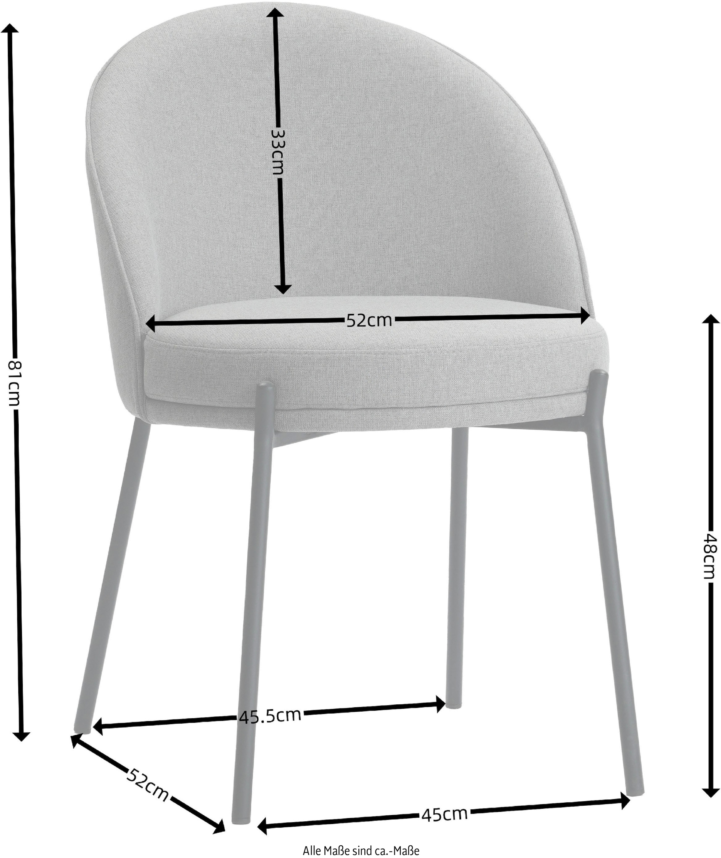 LeGer Home by Lena Gercke Chaise de salle à manger »Isalie« (Set) 2 cuismit pflegeleichtem Webstoff, Metallgestell, Sitztiefe 47 cm