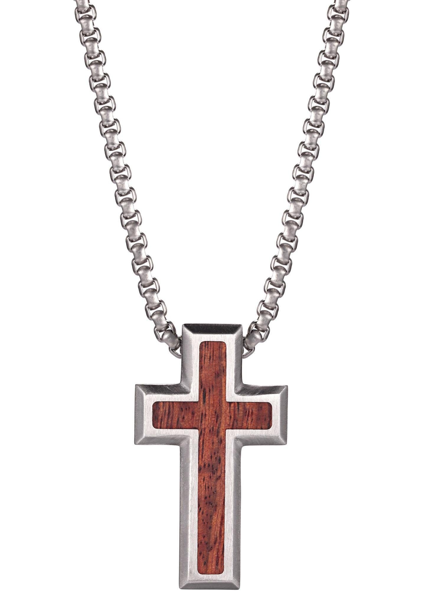 Image of Kingka Kette mit Anhänger "Kreuz" mit Holz