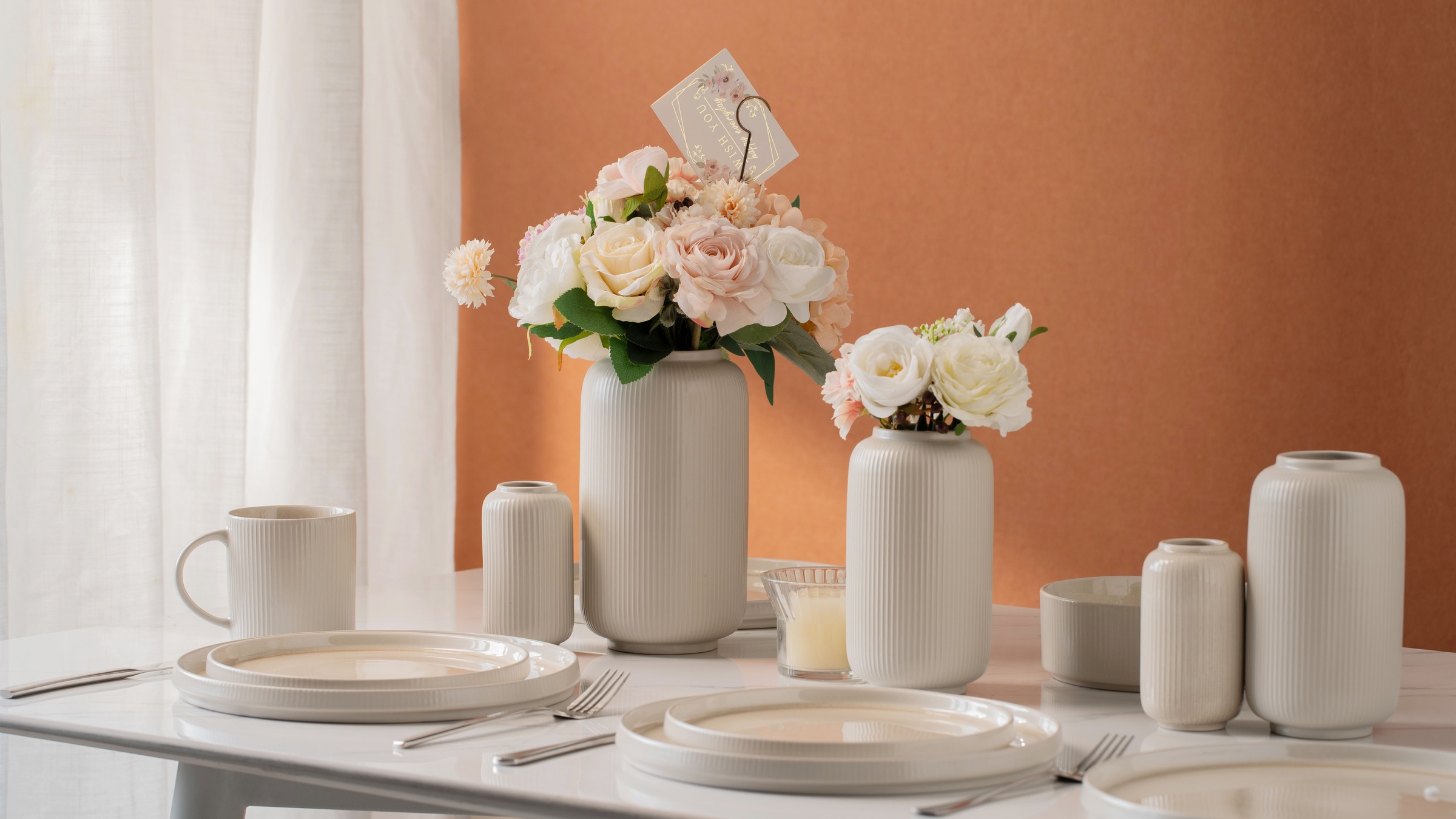 OTTO home Tischvase "Ylvii, innen vollständig glasiert und wasserundurchlässig" aus Keramik, uni matt oder mit glänzender Effektglasur, creme und blau