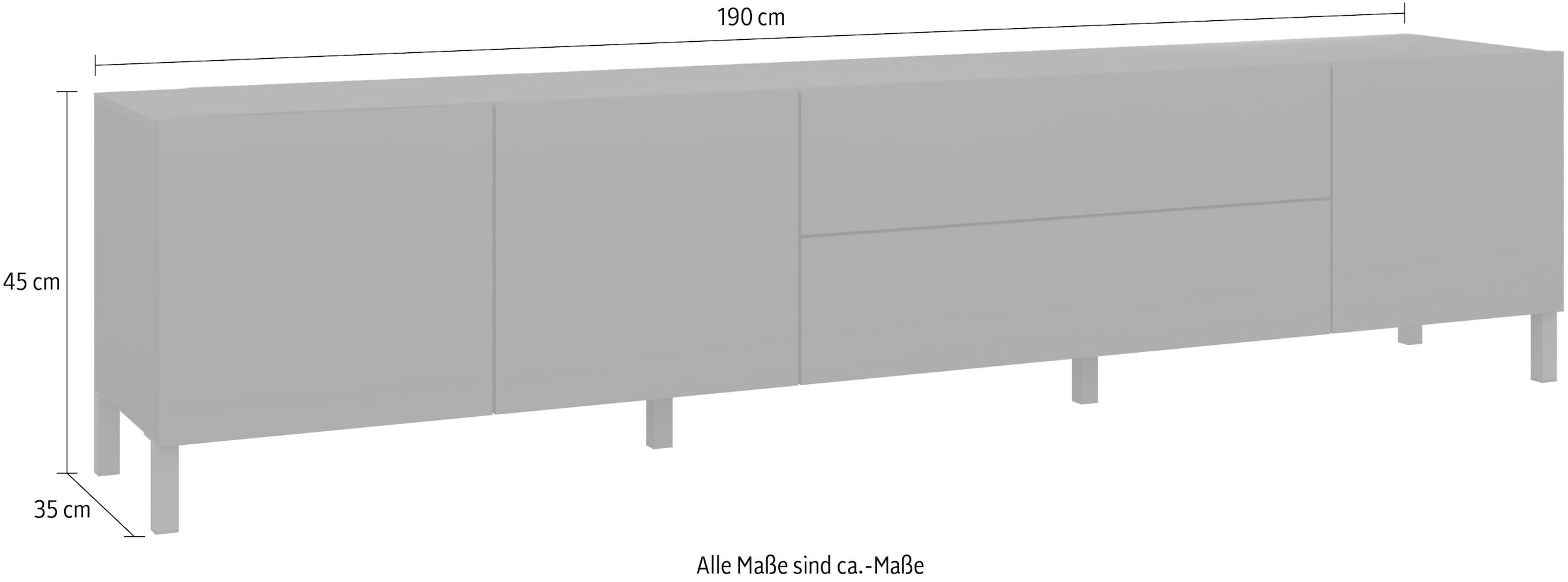 borchardt Möbel Table basse Metallfüsse, grifflose Optik