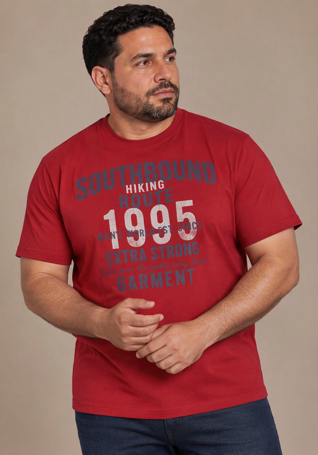 Image of Mans World Plus Rundhalsshirt "auch in Grosse Grössen bis Gr. 7XL Ärmel-Fit" regular fit, Kurzarm, casual, für Frühling und Sommer