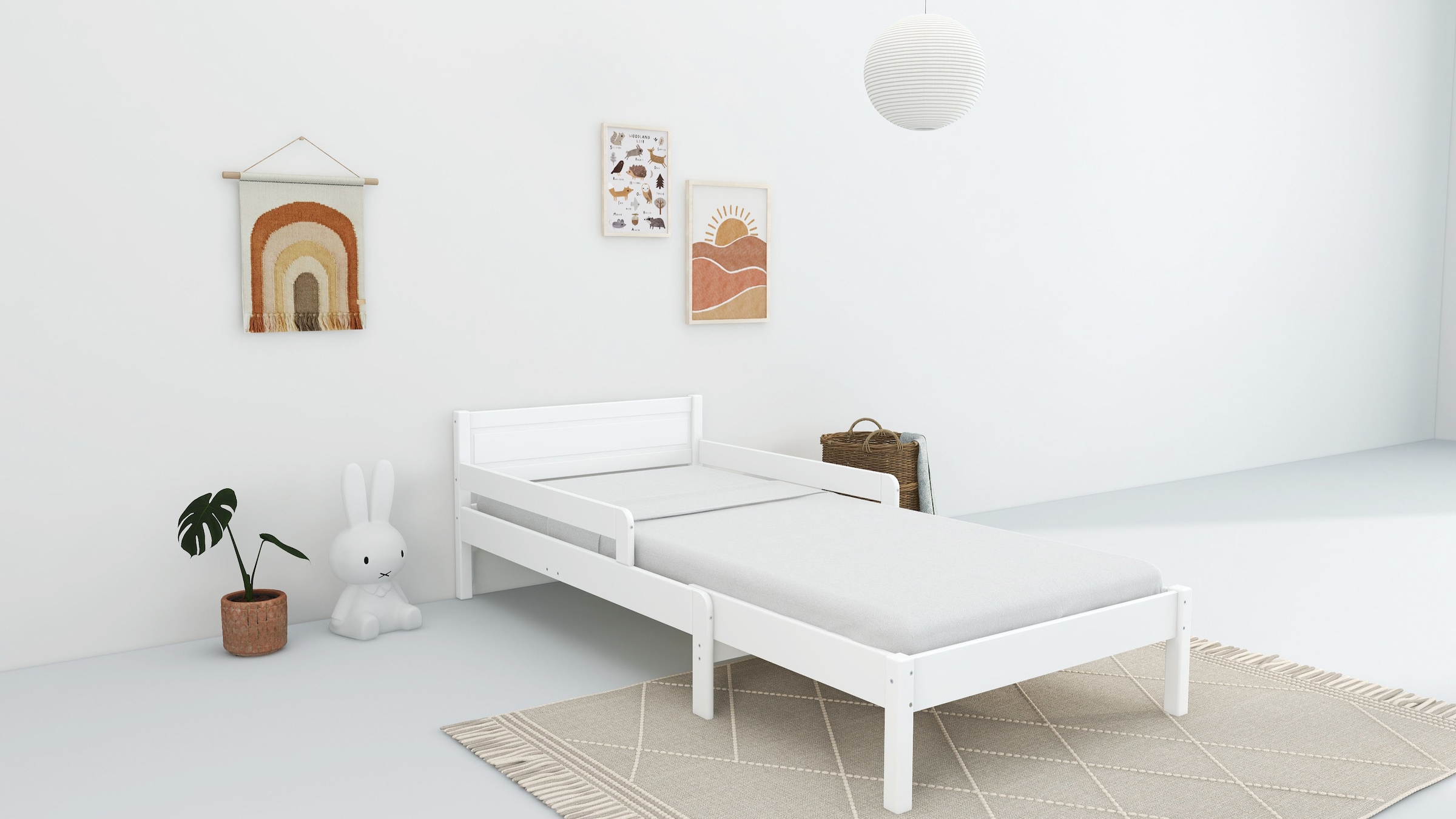 GOODproduct Kinderbett »Hero, Massivholzbett, ausziehbar von 140 bis 200 cm, FSC®« 90cm Breite, 140-200cm Liegefläche,  massive Kiefer, mit Lattenrost, zeitlose Optik,  Rausfallschutz