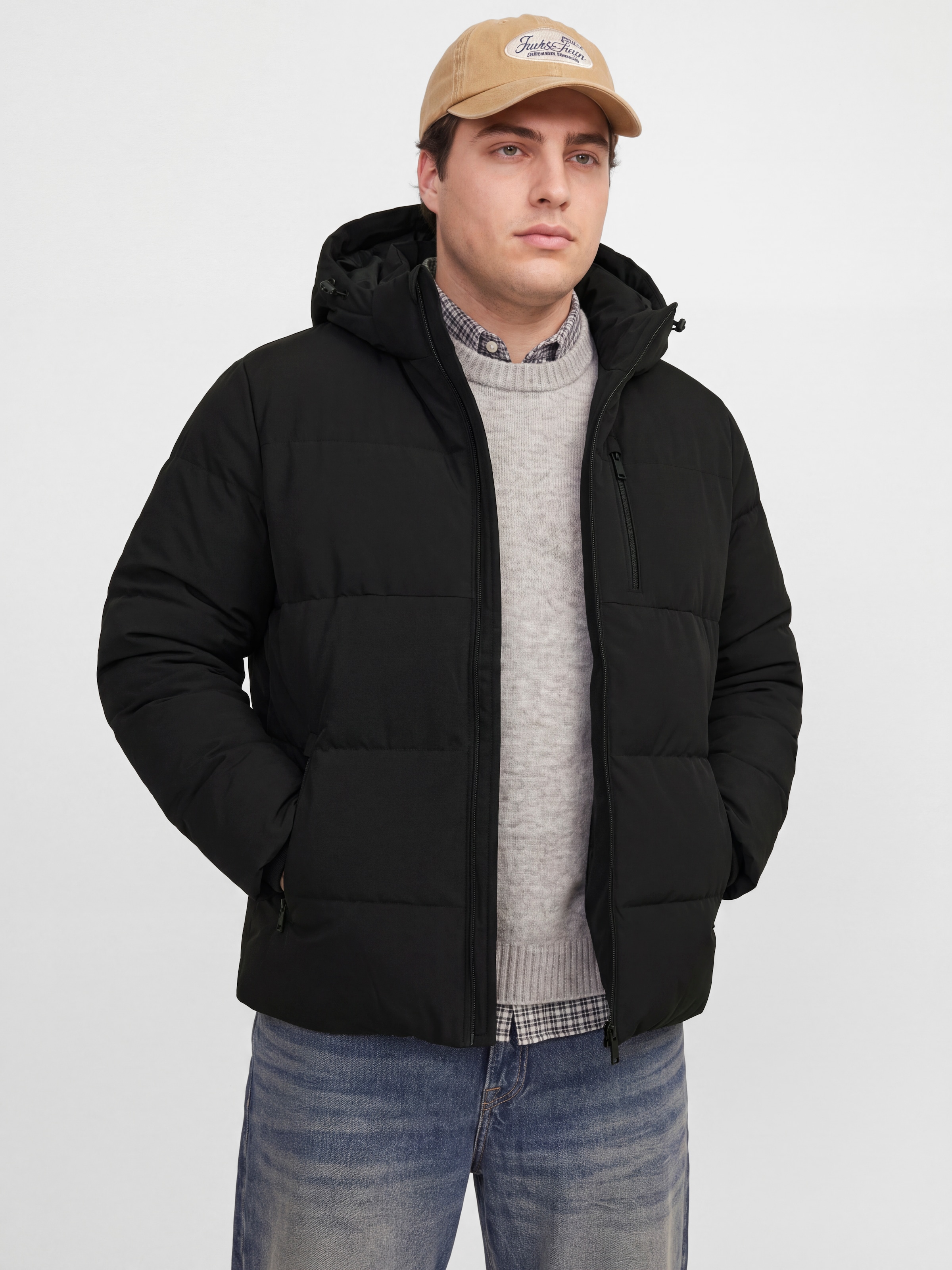 Image of Jack & Jones PlusSize Steppjacke "JJEBECKS PUFFER SN PLS" mit Kapuze Kunstfaser, mit Steppung