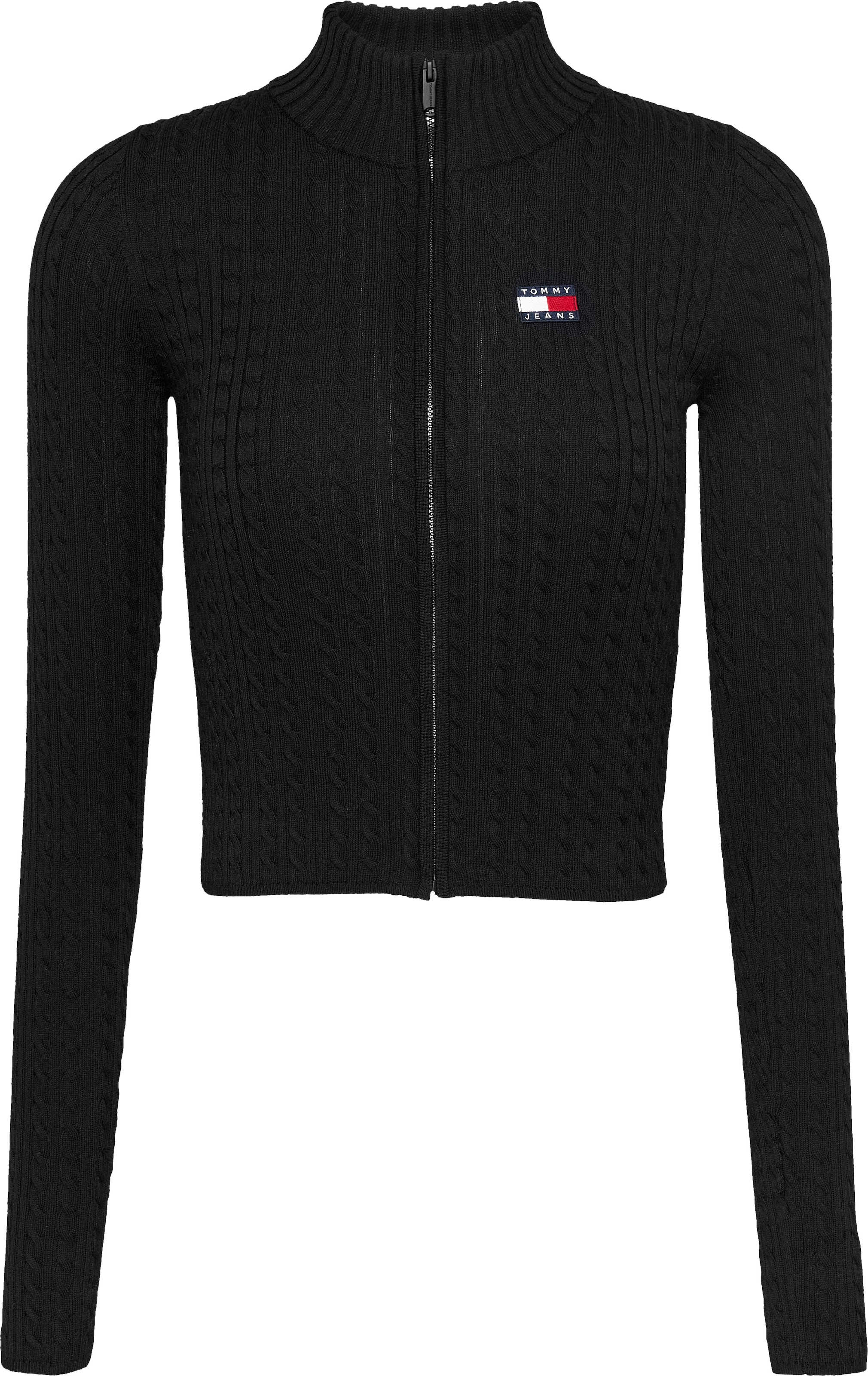 Tommy Jeans Strickjacke »TJW ZIP-THRU CABLE CARDIGAN«, mit Zopfmuster, Logo-Badge