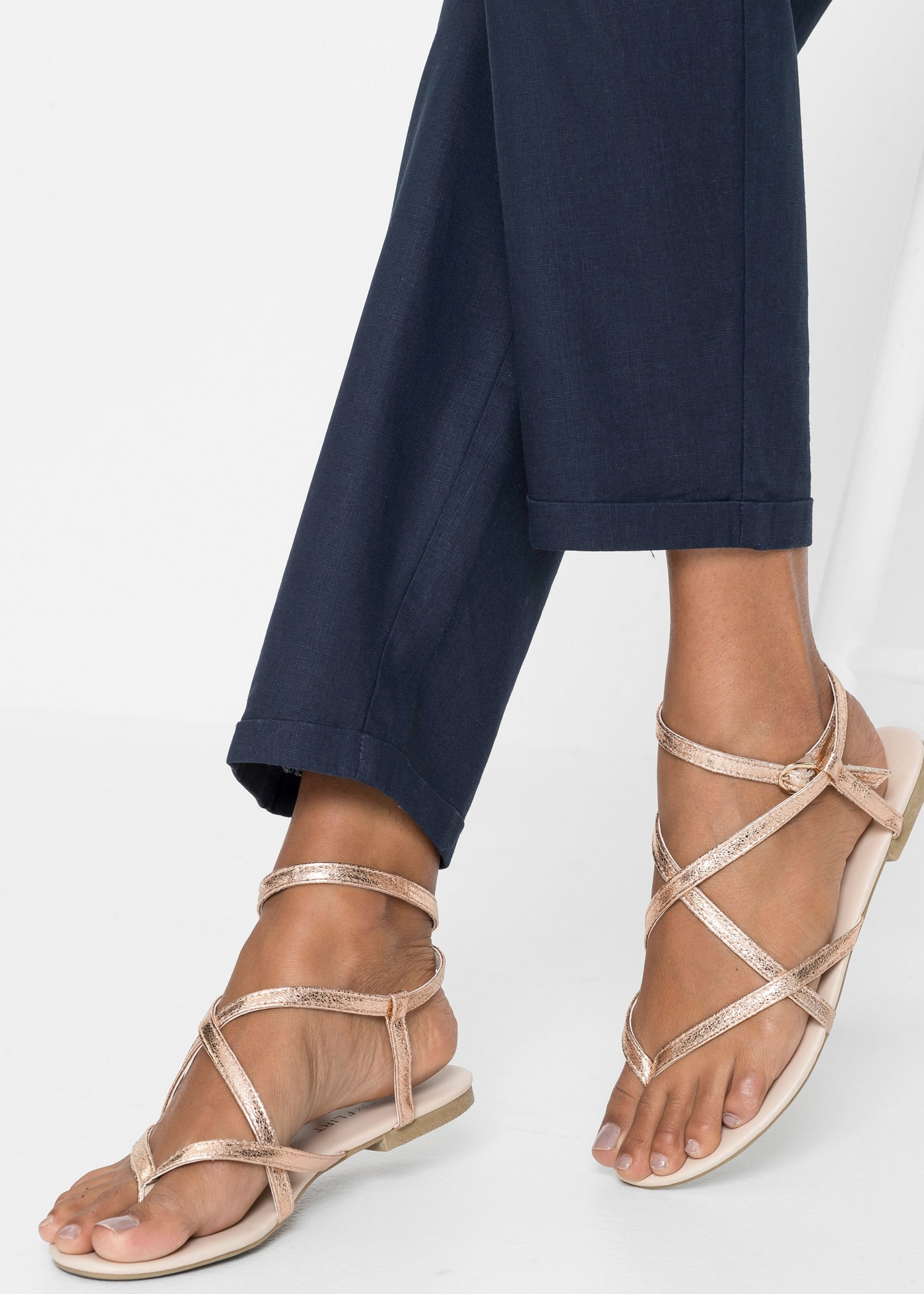 bonprix Pantalon en lin  aus Leinen und Lyocell, mit Elastik-Bündchen, Regular Fit