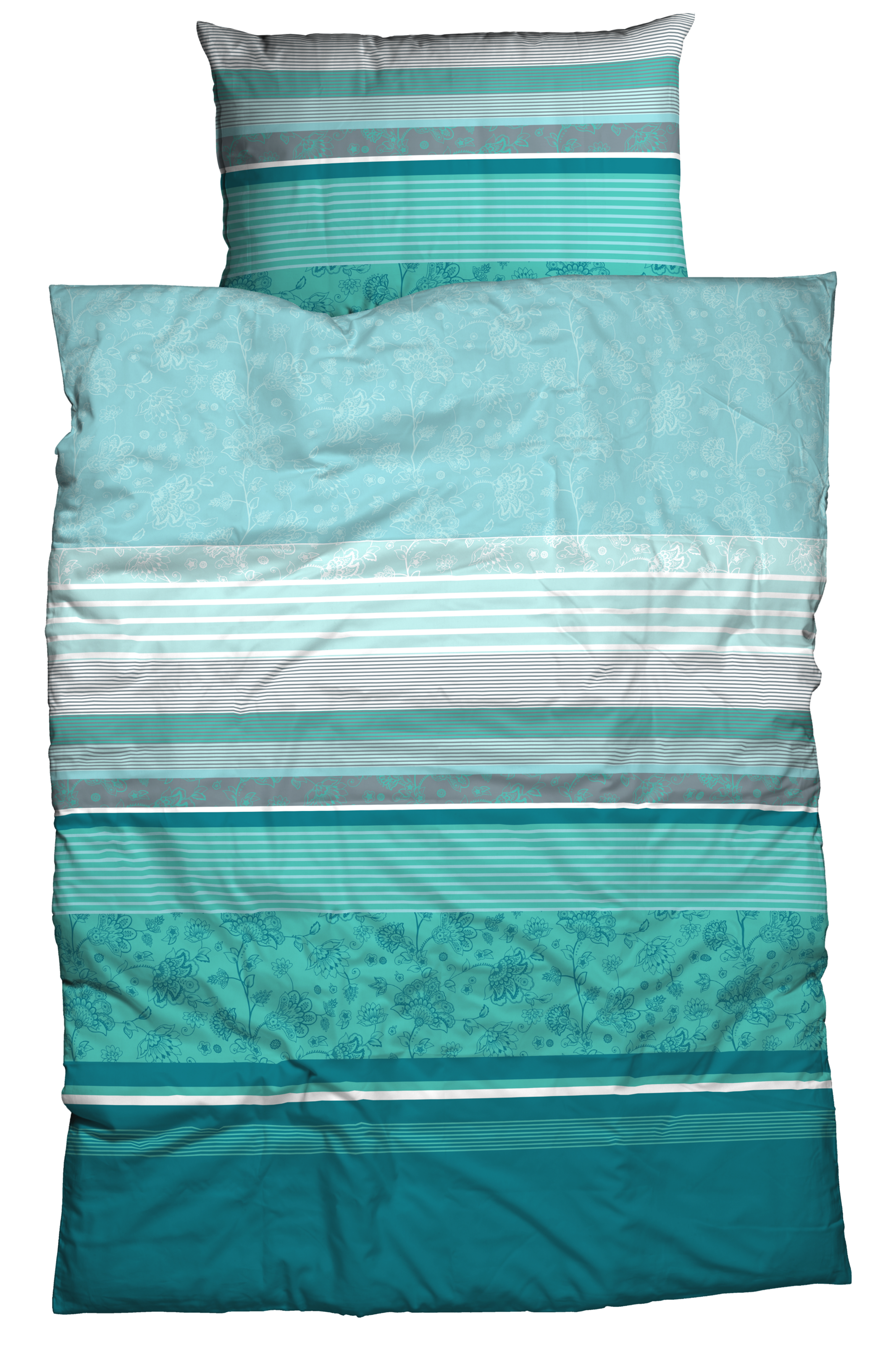 Image of CASATEX Bettwäsche "Teri" 2 Stk. zarte Blüten und Streifen, frische, elegante Farben