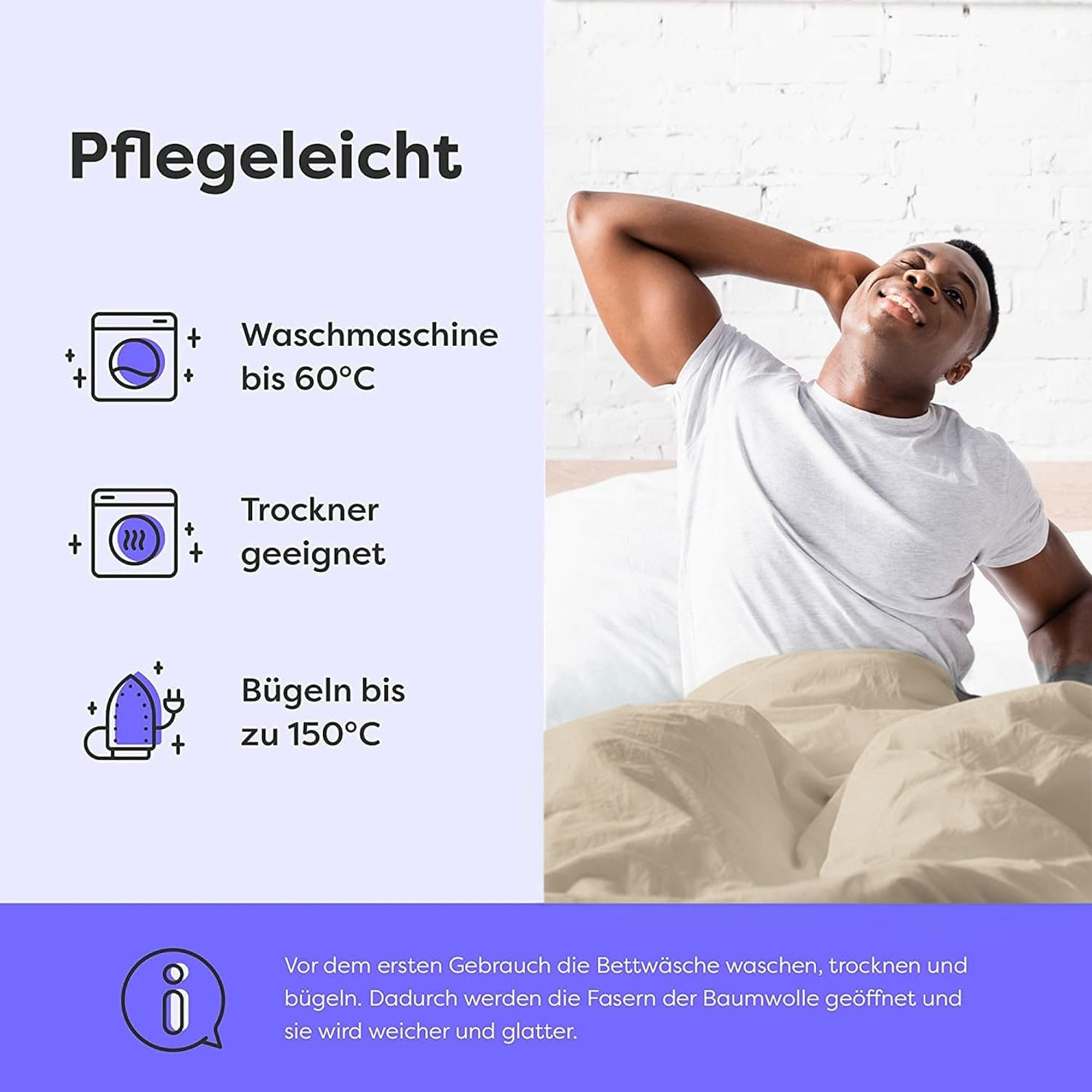 Wolkenfeld Linge de lit »Renforcé Bettwäsche Baumwolle - Natürlich weiches Schlafgefühl« 2 pièces 135x200 cm, 155x220 & Übergrössen I inkl. Kissenbezüge 80x80 I uni