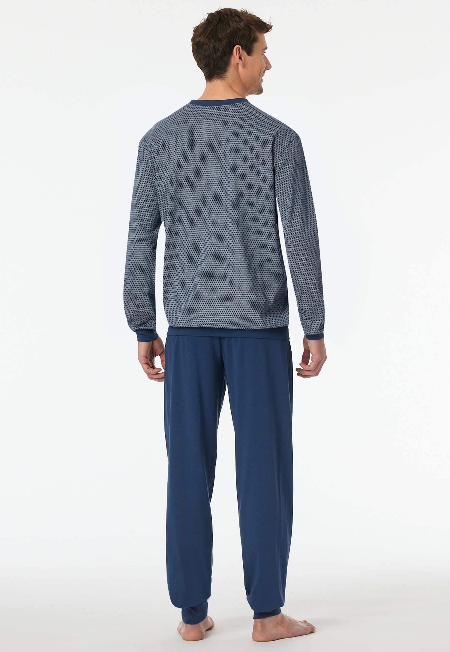 Schiesser Pyjama »Comfort Essentials«, (2 tlg.), V-Ausschnitt, Brusttasche, Baumwolle, Langarm