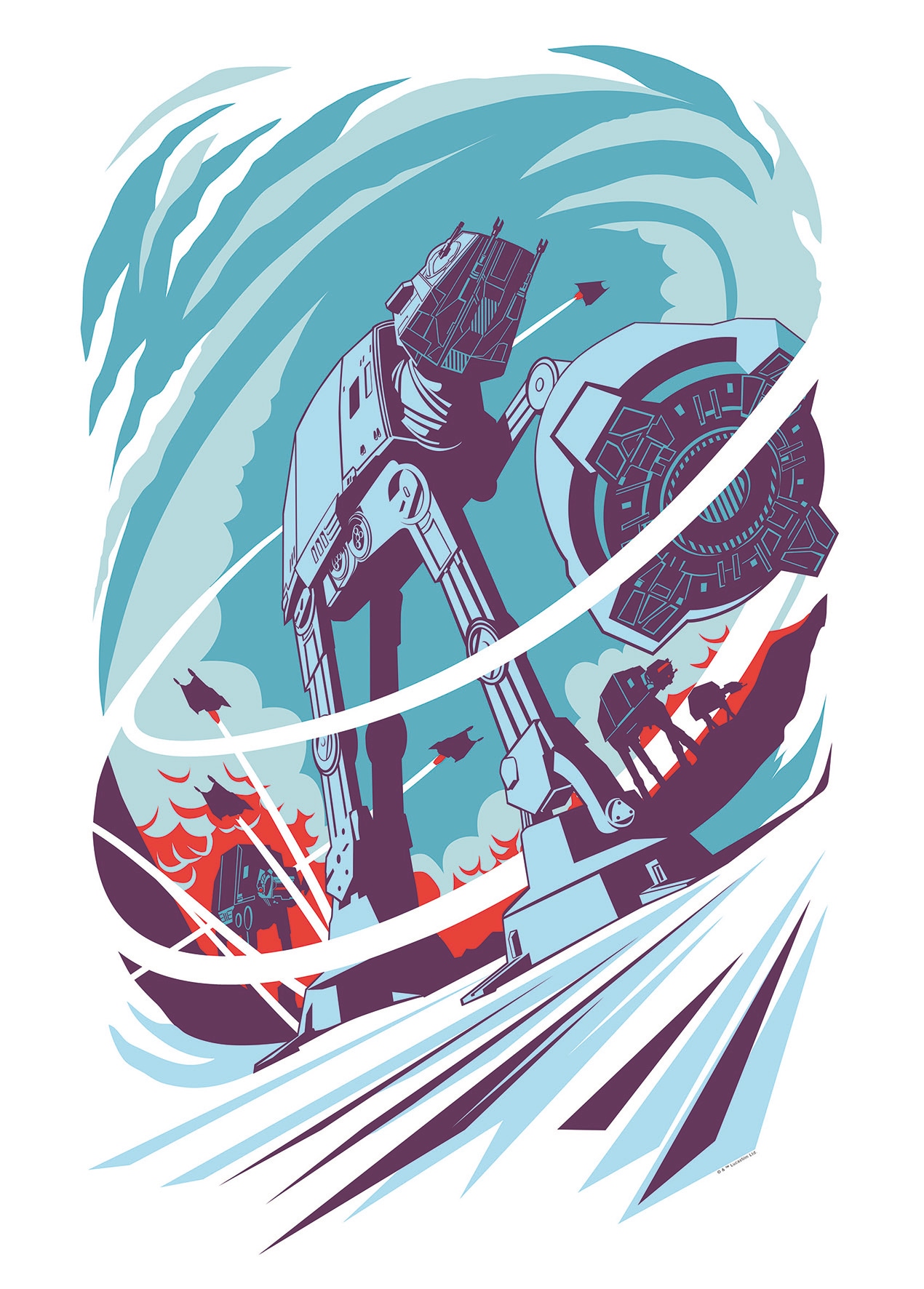 Image of Komar Bild "Star Wars Classic Vector Hoth" Star Wars 1 Stk. tlg. Wandbild zur Dekoration im Kinderzimmer - ohne Rahmen