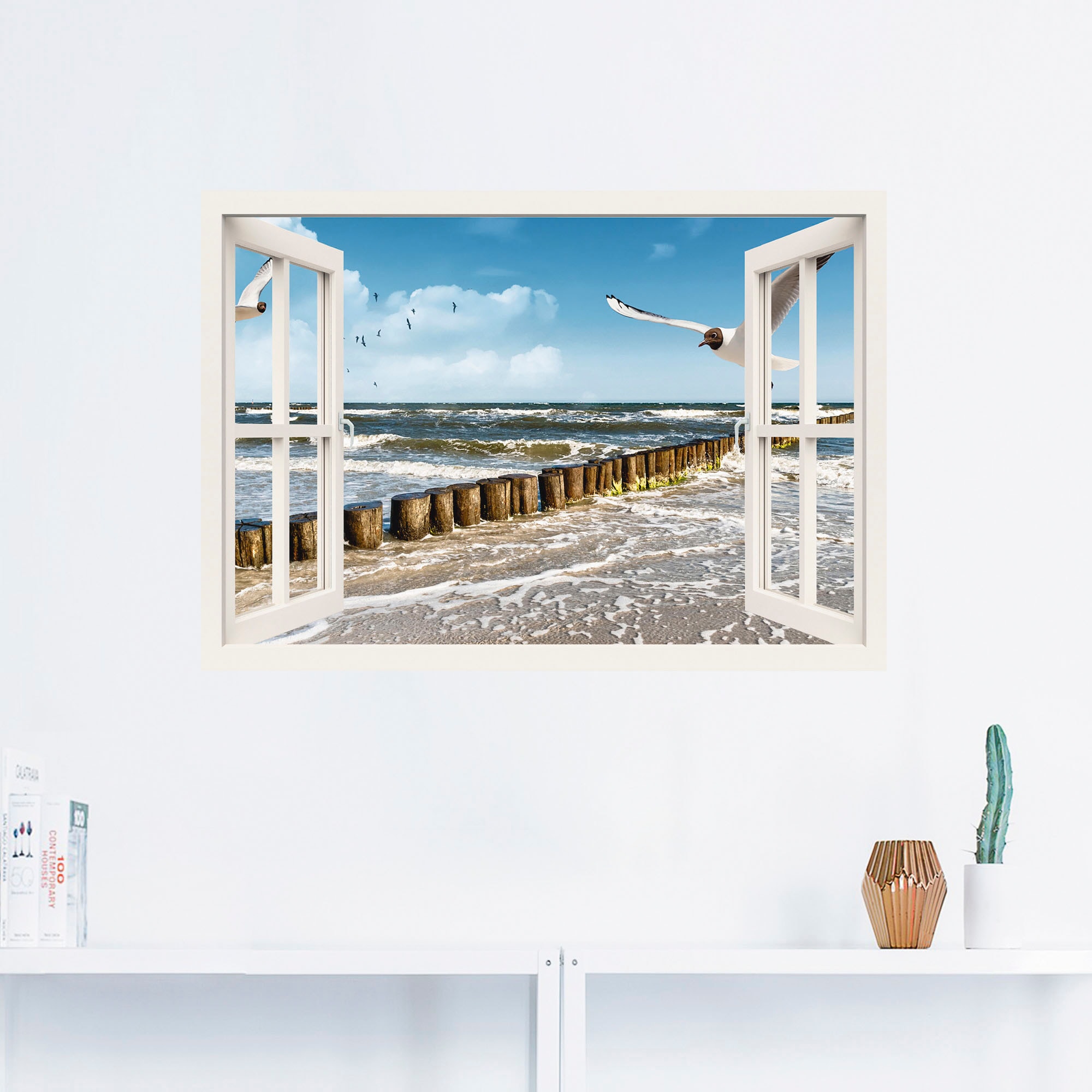 Artland Wandbild »Fensterblick - Ostsee«, Fensterblick, (1 St.), als Leinwandbild, Poster, Wandaufkleber in verschied. Grössen