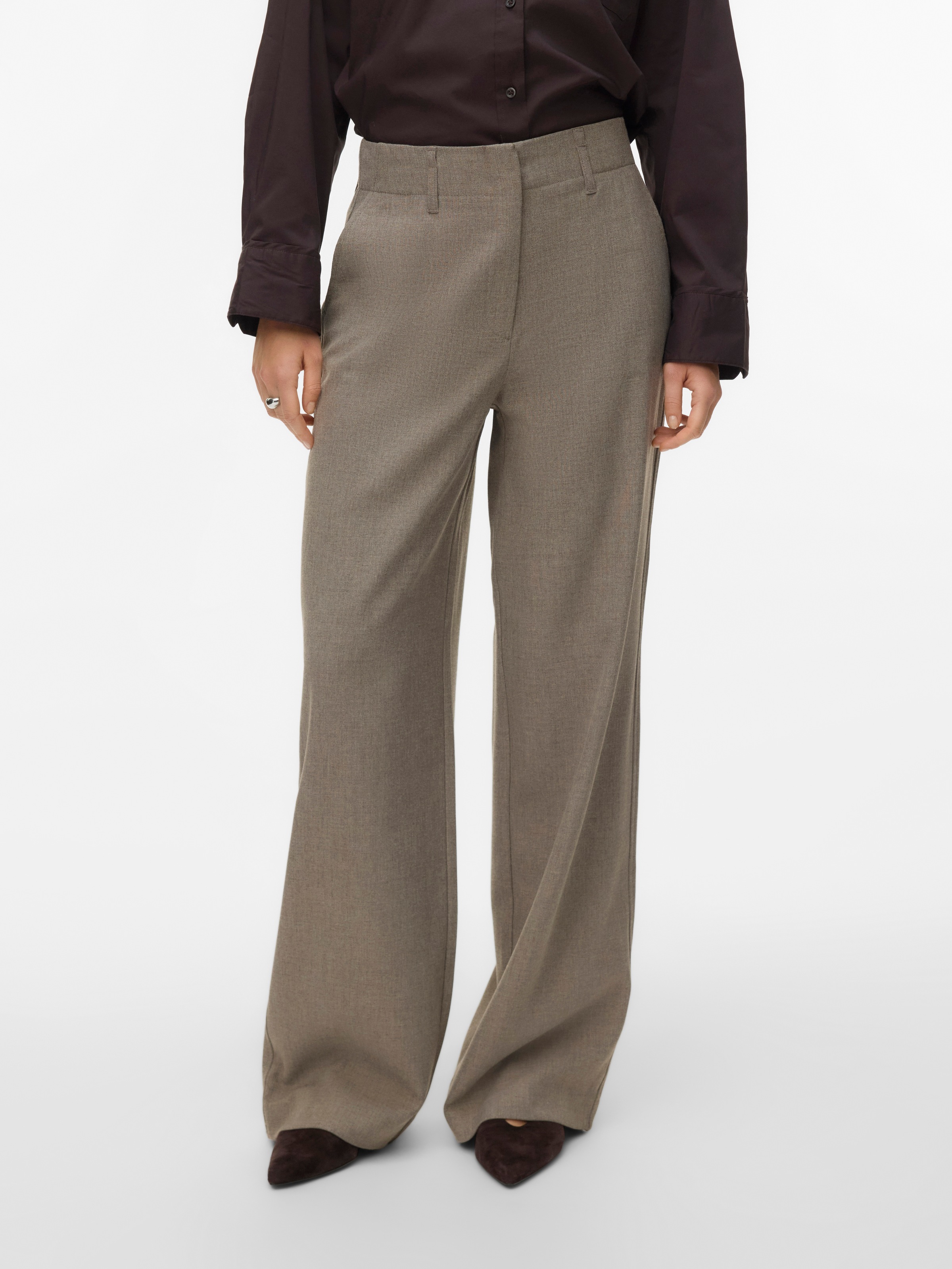 Image of Vero Moda Anzughose "VMBESTIE HW WIDE PANT NOOS" Materialmix, weite Form, mit Stretch
