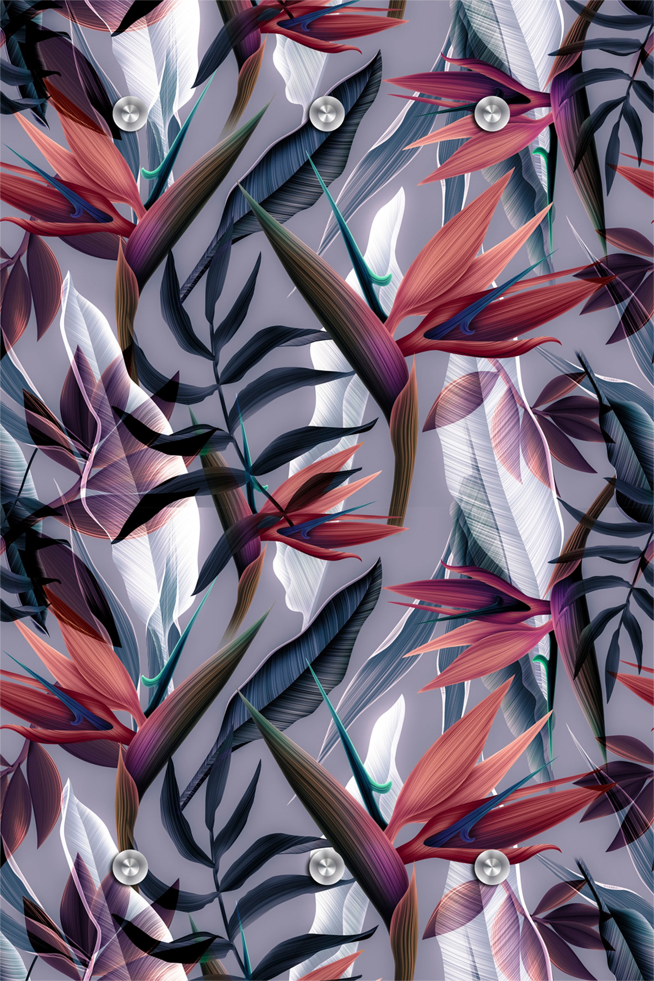 Image of queence Garderobenleiste "Pflanzen" mit 6 Haken, 80 x 120 cm