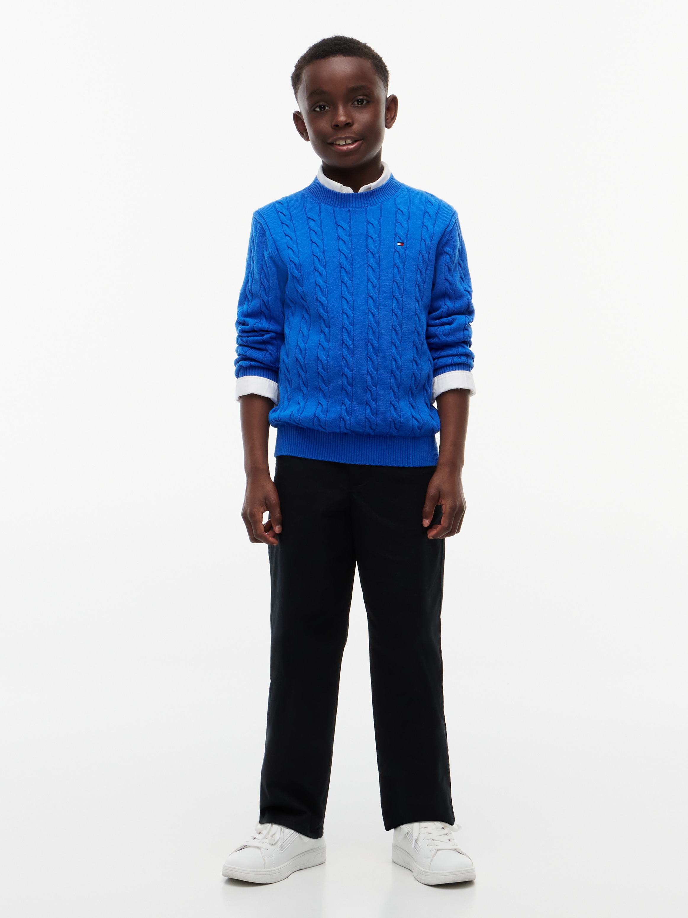 Tommy Hilfiger Pull en tricot »COTTON CABLE SWEATER« pour enfants jusqu'à 16 ans, avec motif torsadé