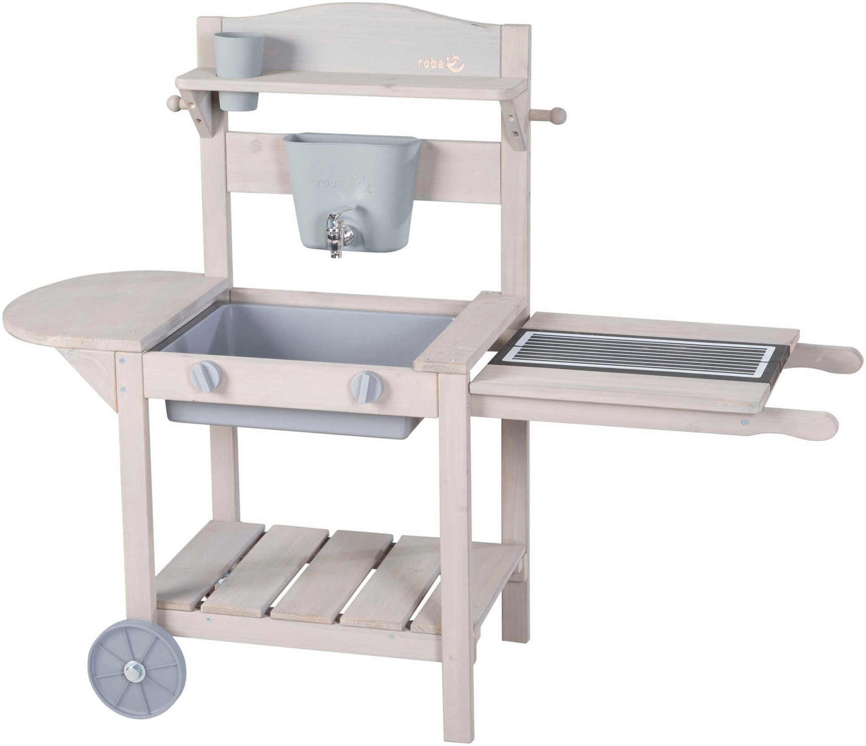 roba® Cuisine de jeu d'extérieur »Mobile Matschküche BBQ, aus Holz« FSC® - schützt Wald