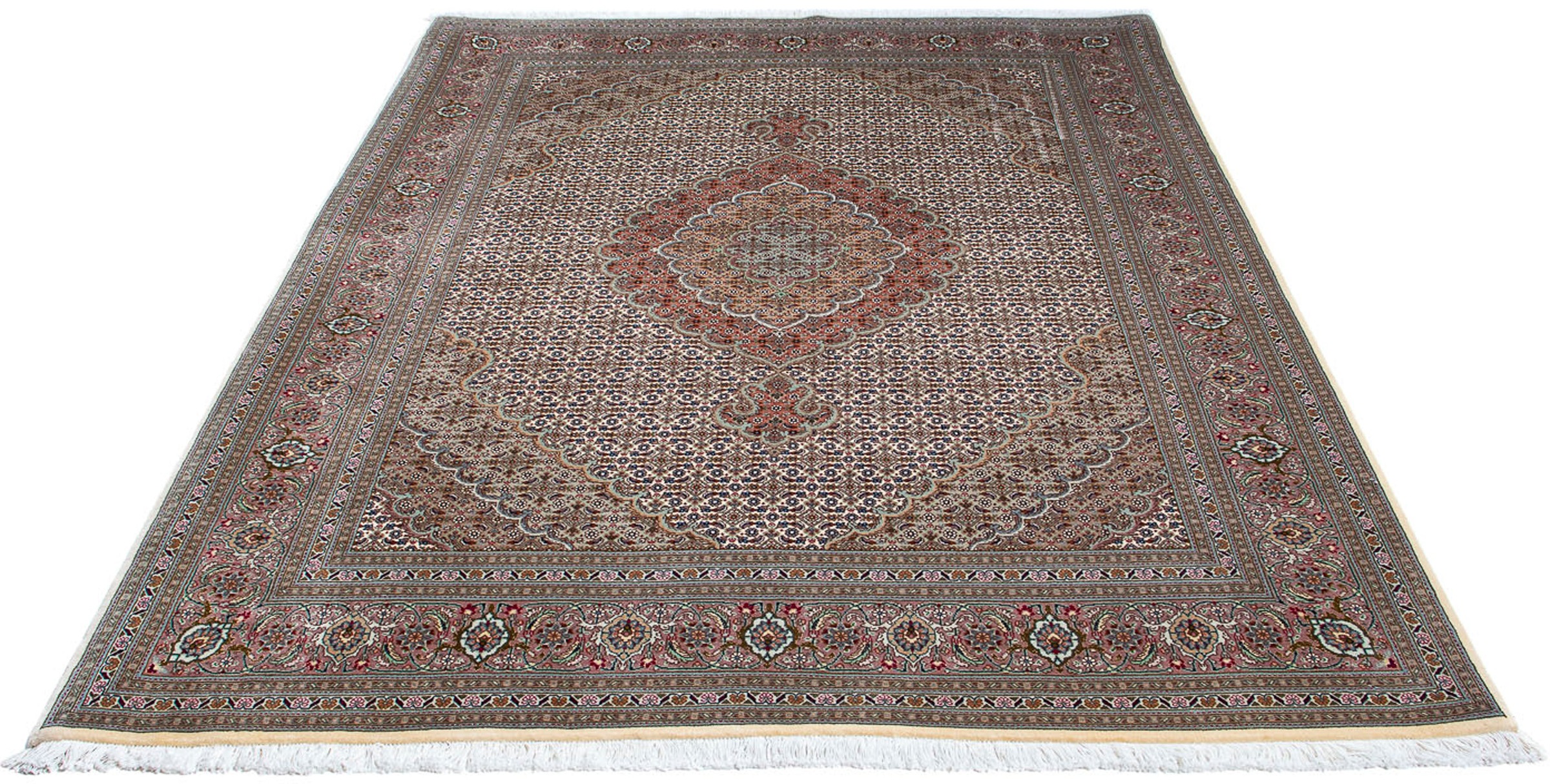 Image of morgenland Orientteppich »Perser - Täbriz - 220 x 153 cm - beige«, rechteckig, 10 mm Höhe, Wohnzimmer, Handgeknüpft, Einzelstück mit Zertifikat bei Ackermann Versand Schweiz