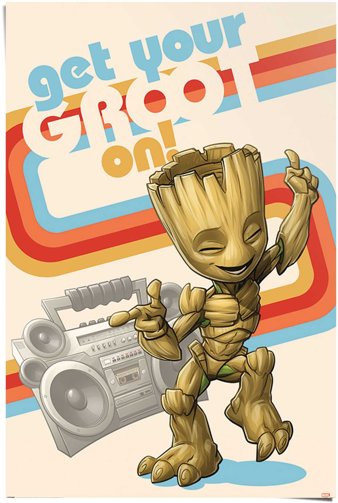 Image of Reinders Poster "Get your Groot on Guardians of the Galaxy - Baby Groot - Ich bin Groot" 1 Stk. tlg.