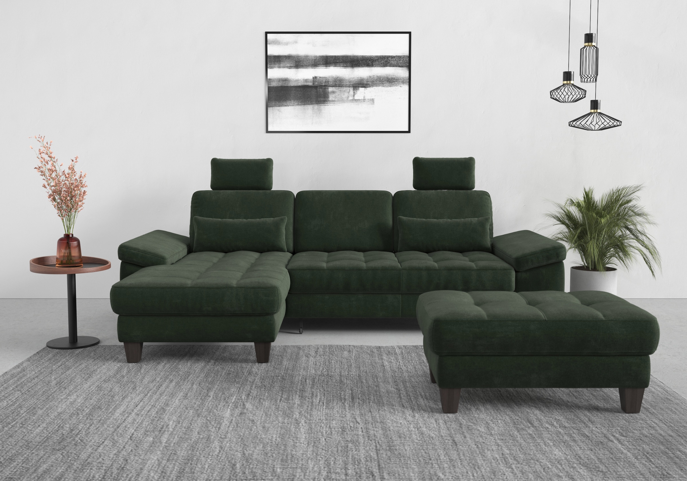 sit&more Ecksofa »Westham L-Form«, Recamiere, mit oder ohne Bettfunktion, Bettkasten, Füsse wengefarben