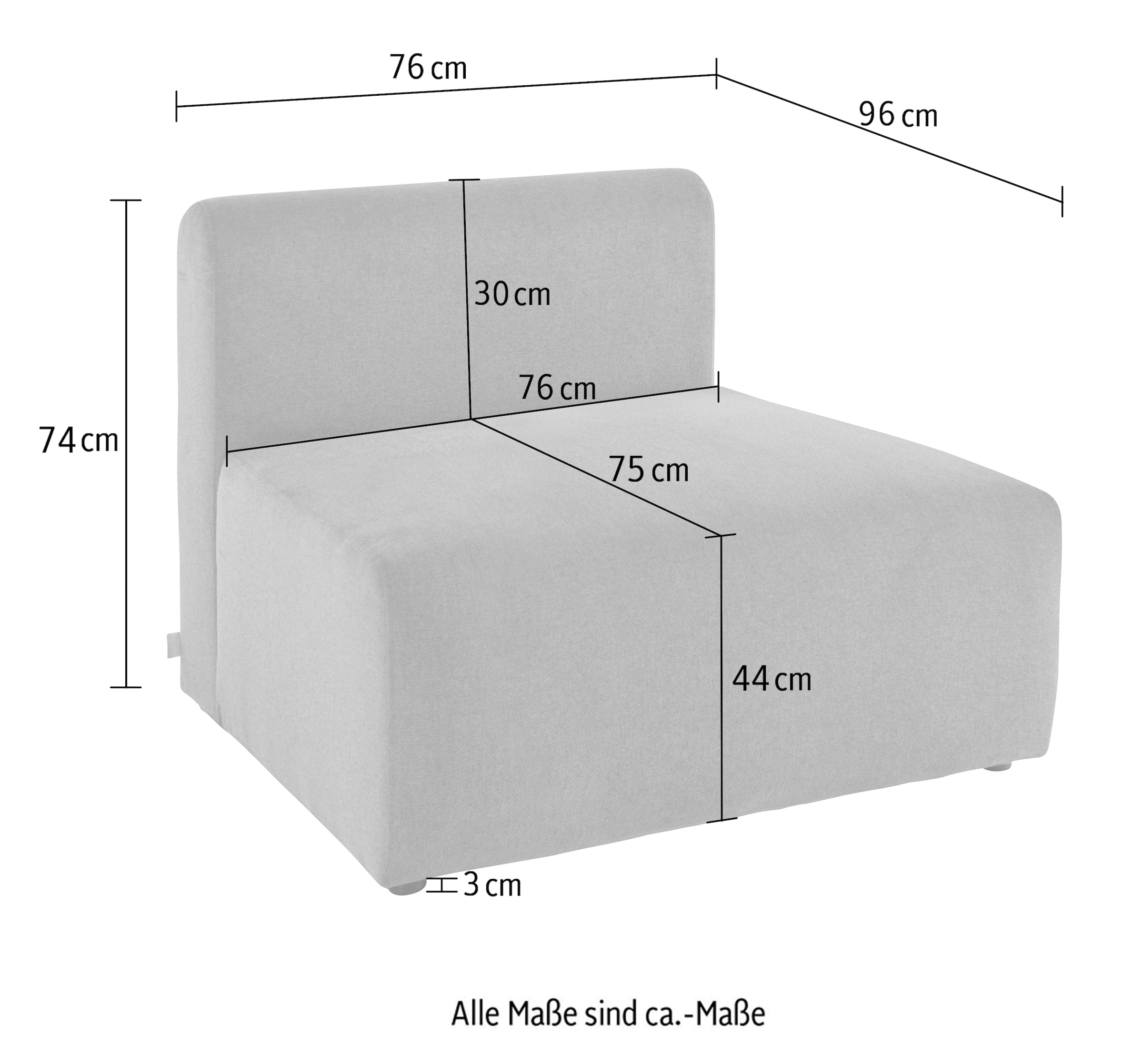LeGer Home by Lena Gercke Fauteuil »LYZA Sofa-Mittelelement, Masse B/T/H: 76/96/74 cm« als Modul oder separat verwendbar, für individuelle Zusammenstellung