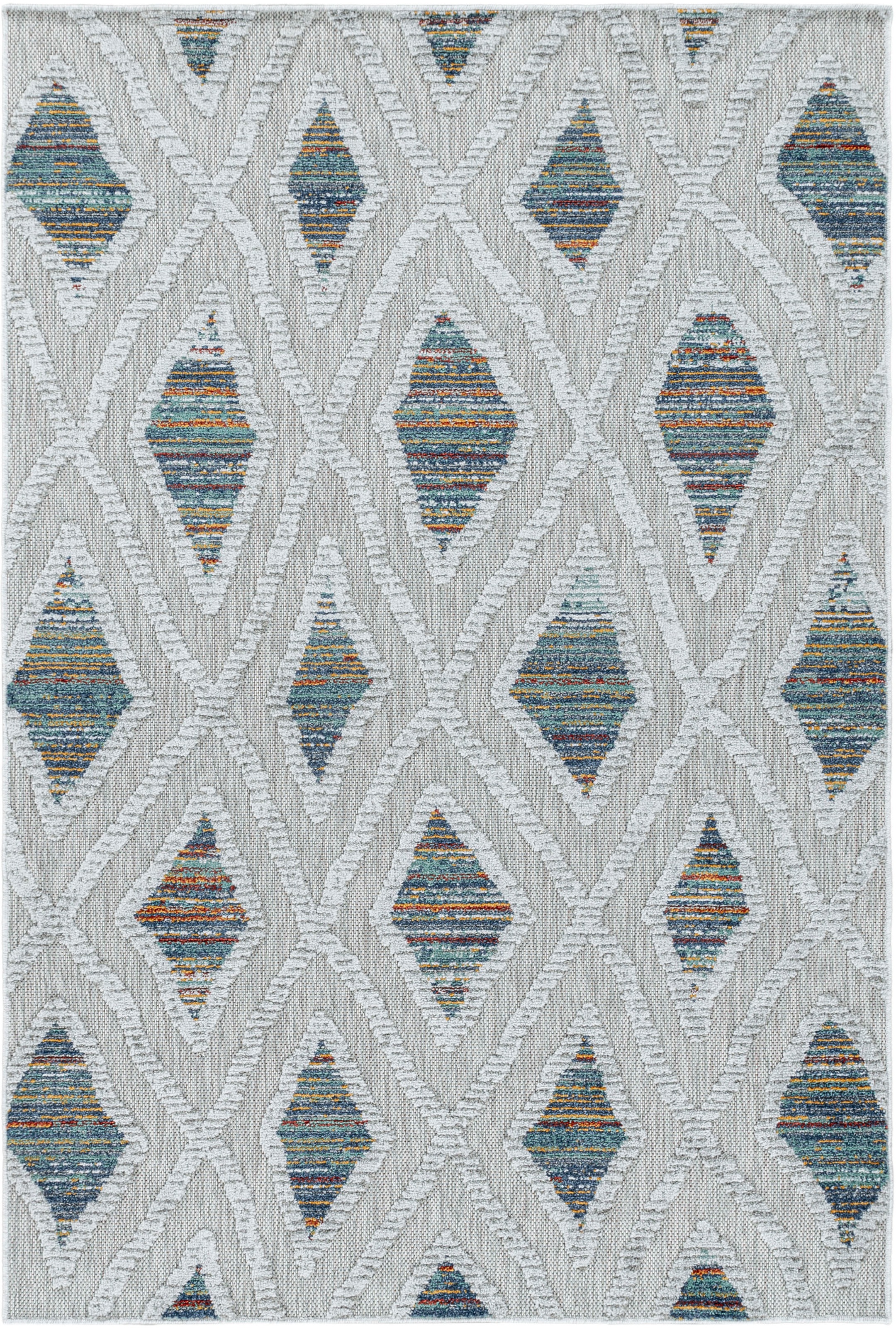 Ayyildiz Teppiche Teppich »BAHAMA 5157«, rechteckig, 8 mm Höhe, Läufer, Flachflor mit Hoch-Tief-Struktur, In-und Outdoor geeignet