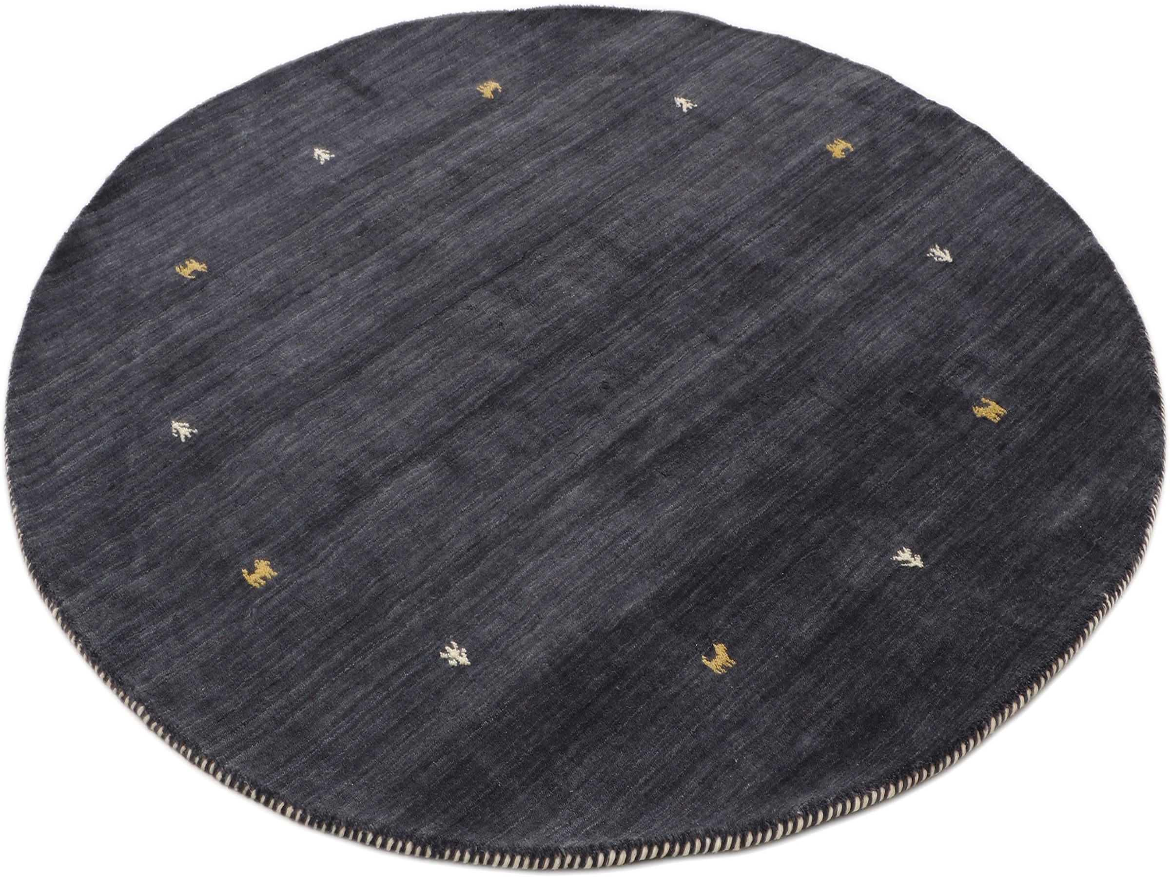 carpetfine Wollteppich »Gabbeh Uni«, rund, 15 mm Höhe, reine Wolle handgewebt, Gabbeh Tiermotiv warmes Raumklima viele Grössen