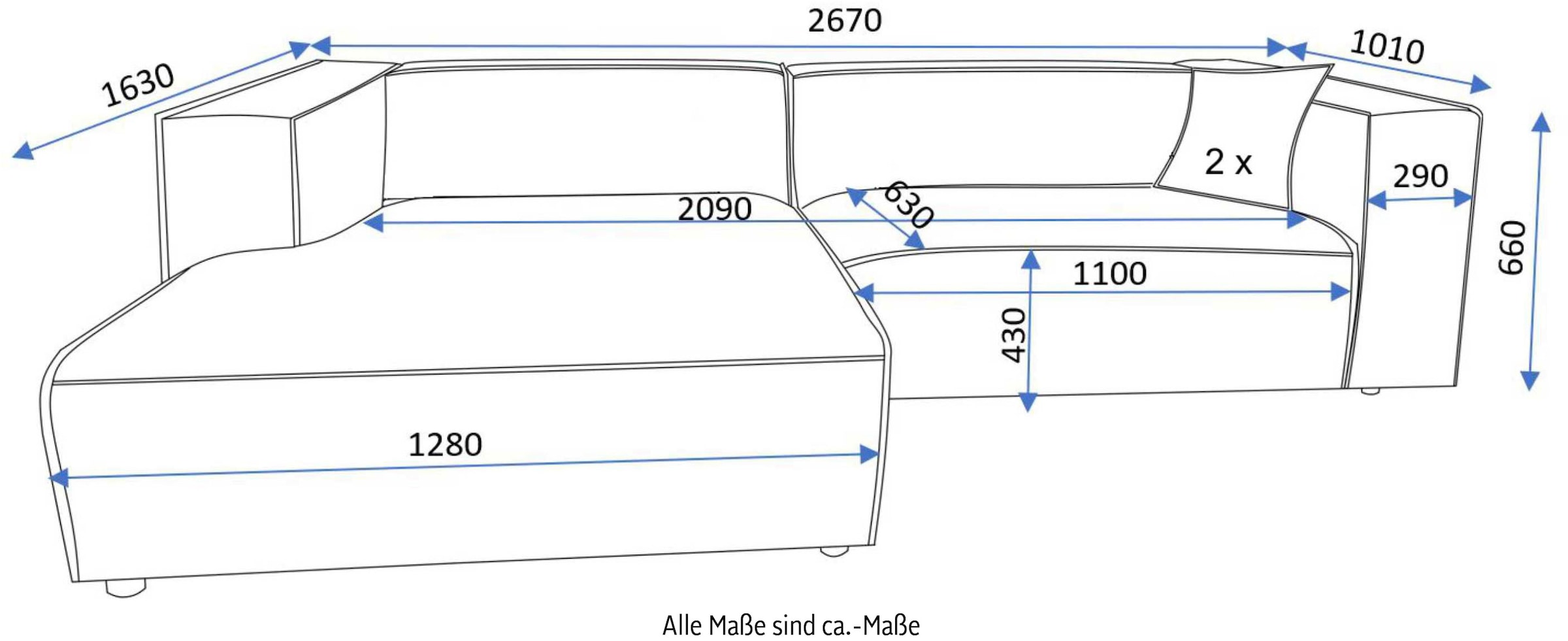 andas Ecksofa »BAKELS, L-Form,«, trendiger Megacord, in 3 Farben lieferbar