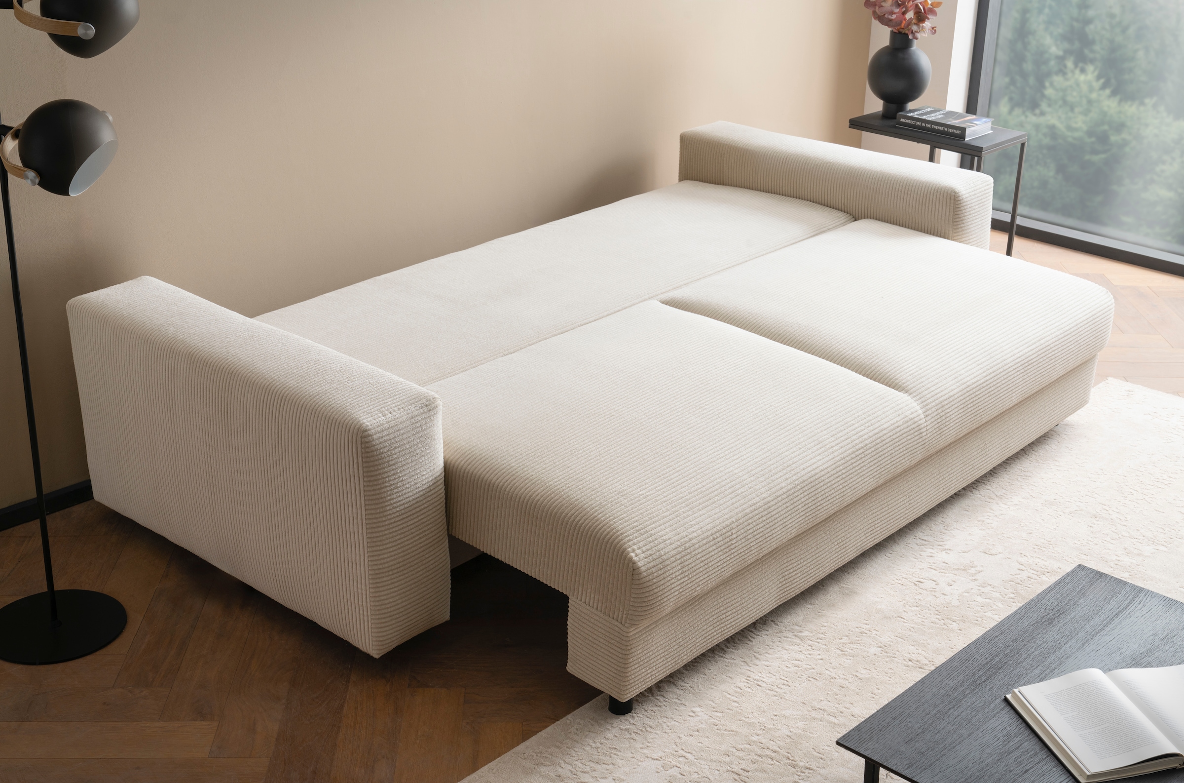 LeGer Home by Lena Gercke Schlafsofa »Imoga, Polster mit Schlaffunktion, 3-Sitzer Sofa, Couch mit Bettkasten«, in modernen Farben und Stoffen, Bettfunktion, Liegefläche: 200x150 cm