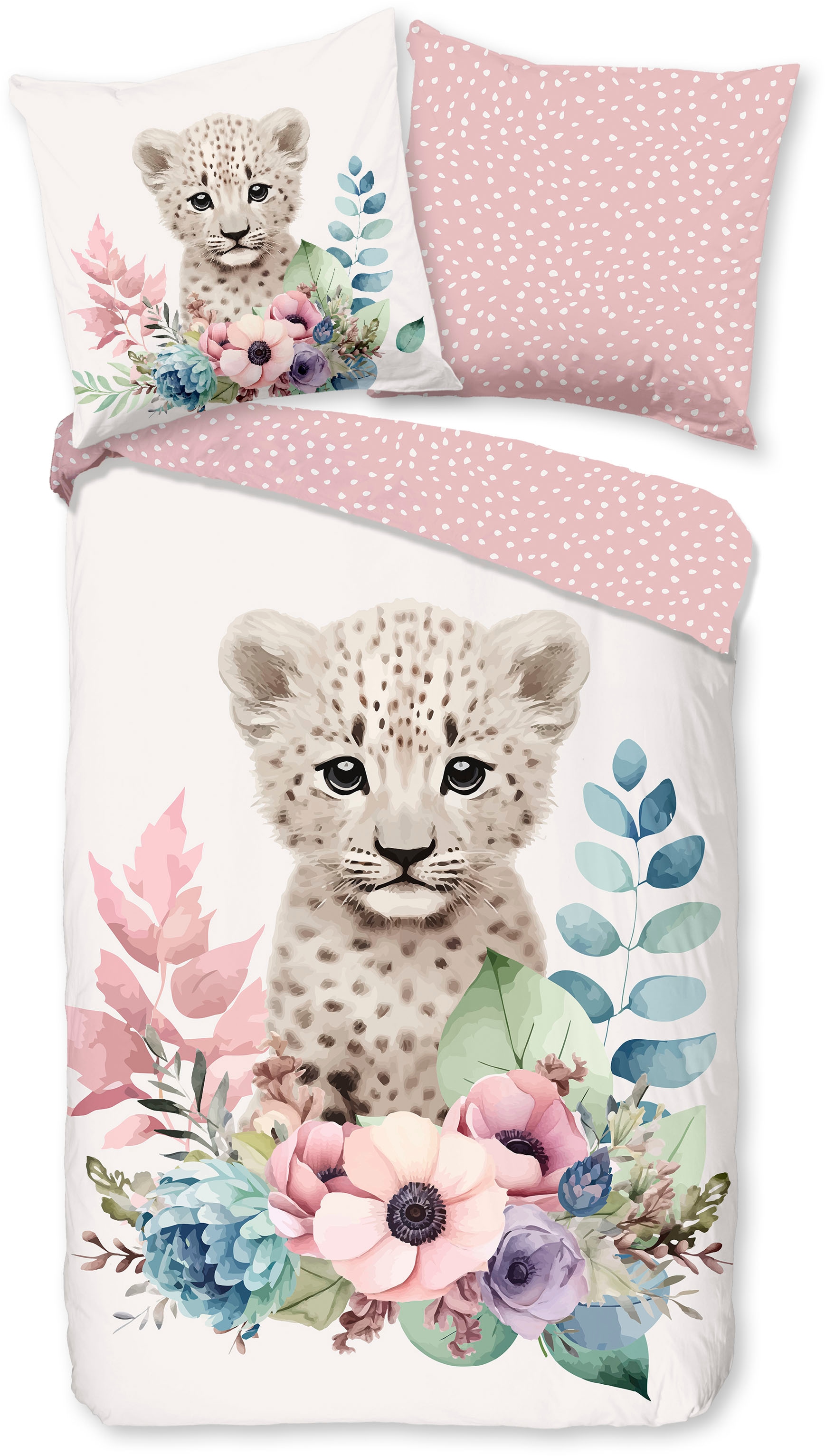 good morning Kinderbettwäsche »Sama«, Baumwolle, 135x200, Reissverschluss, Wendeoptik, Kind, Mädchen, Tier