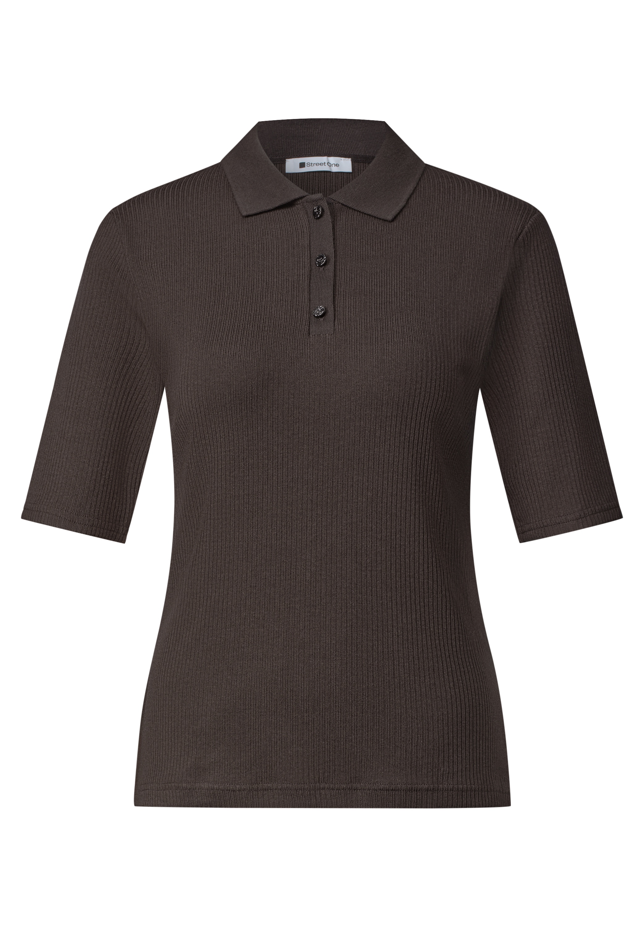 STREET ONE Polo T-shirt d'été en look tricoté avec structure côtelée