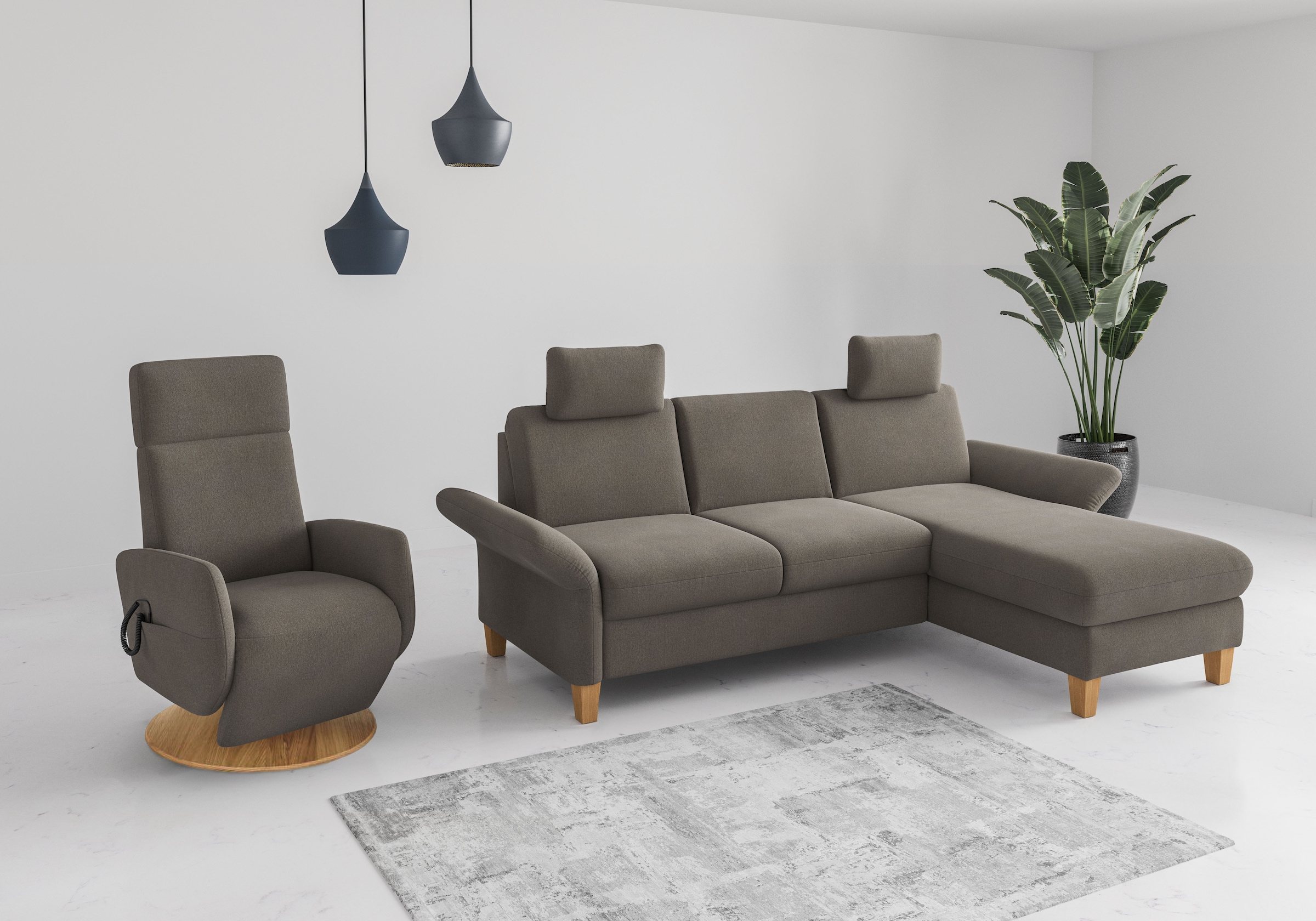 Home affaire Ecksofa »Rochelle«, wahlweise mit Armlverstellung, Klappbett mit Rollen & Bettkasten