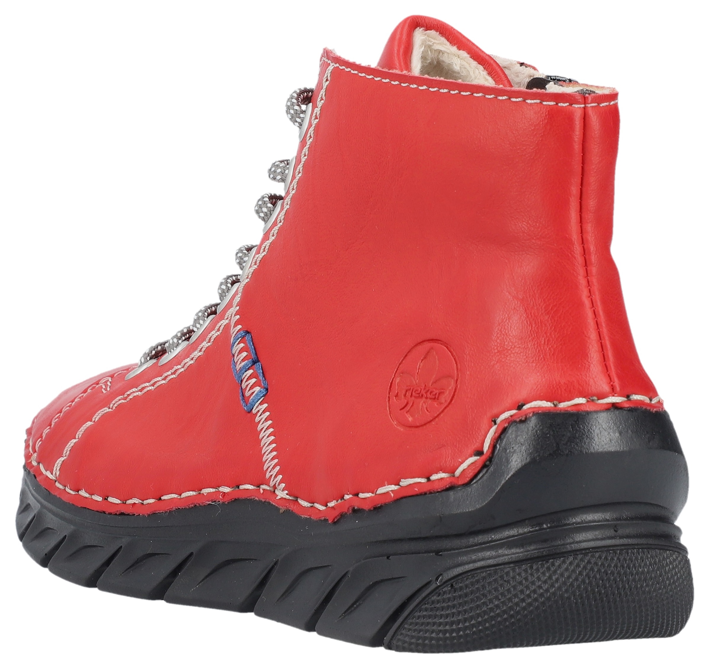 Rieker Schnürboots, Schnürstiefelette, High Top Sneaker, Schnürschuh mit Kontrastnaht