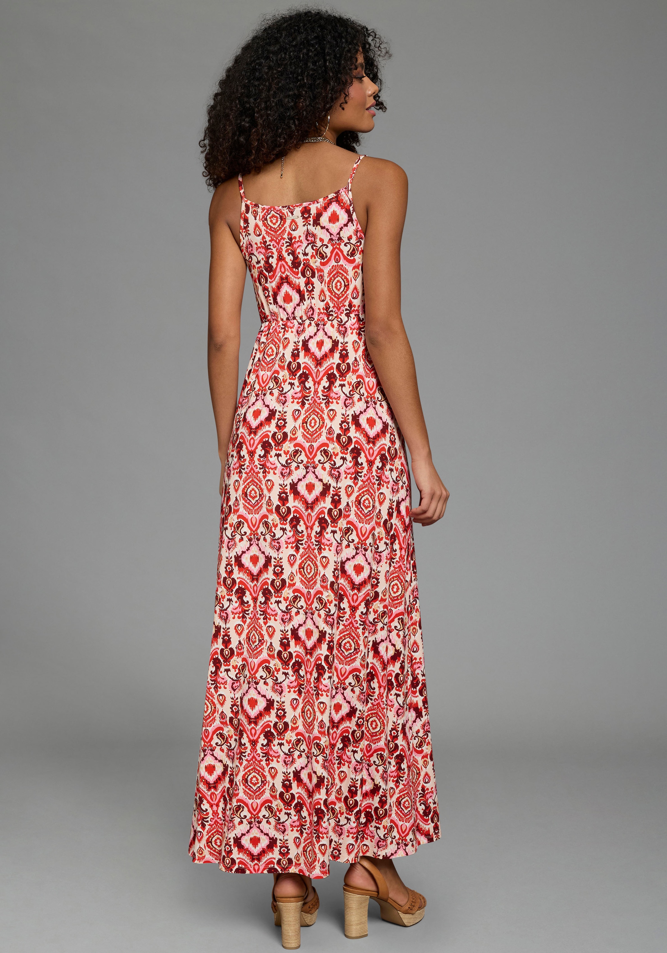 Laura Scott Sommerkleid mit Spaghetti-Trägern, aus Viskose und Elasthan, gemustert