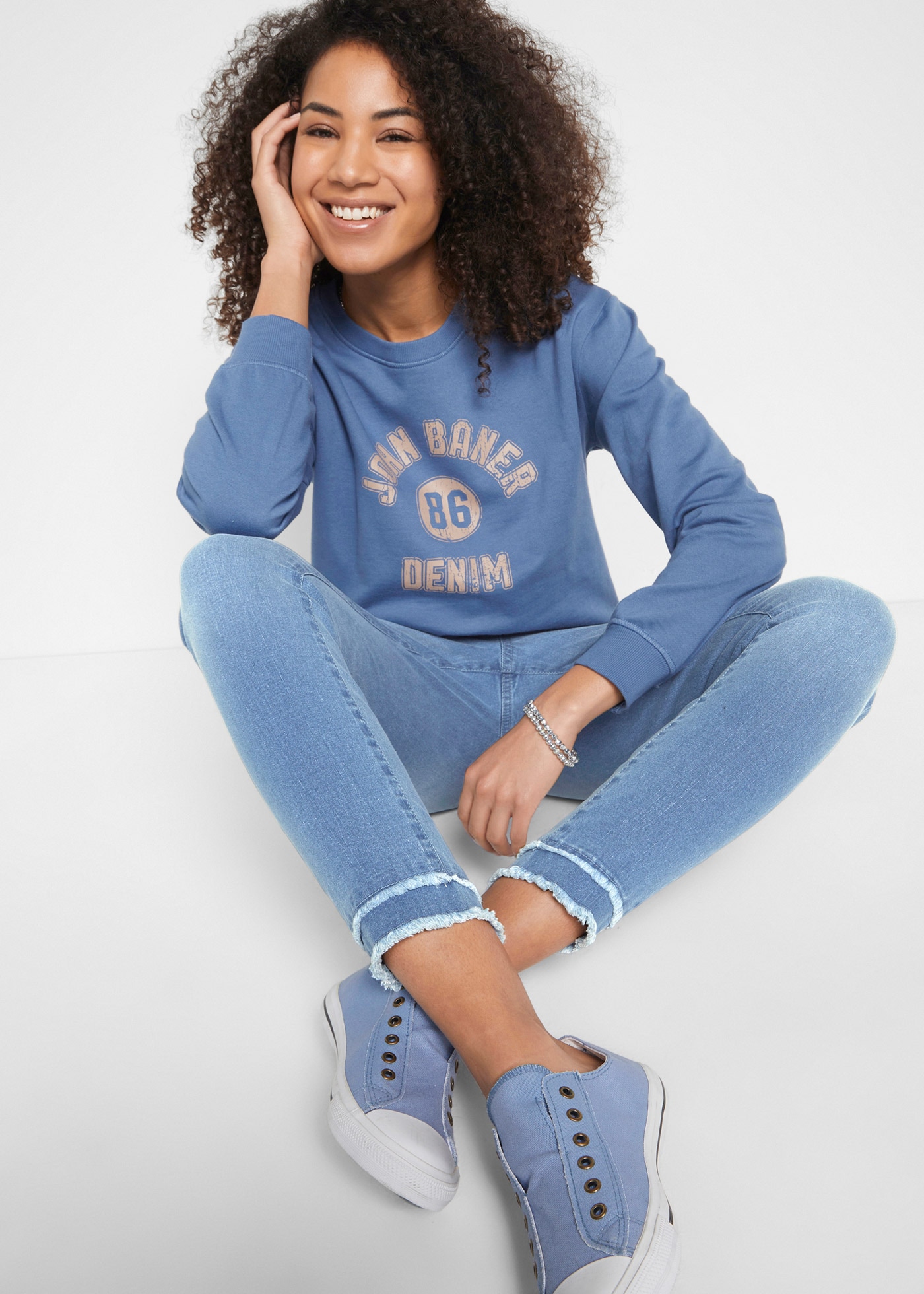 bonprix Jeans 7/8 7/8-Schnittform, Slim Fit Passform, aus Baumwollmischung