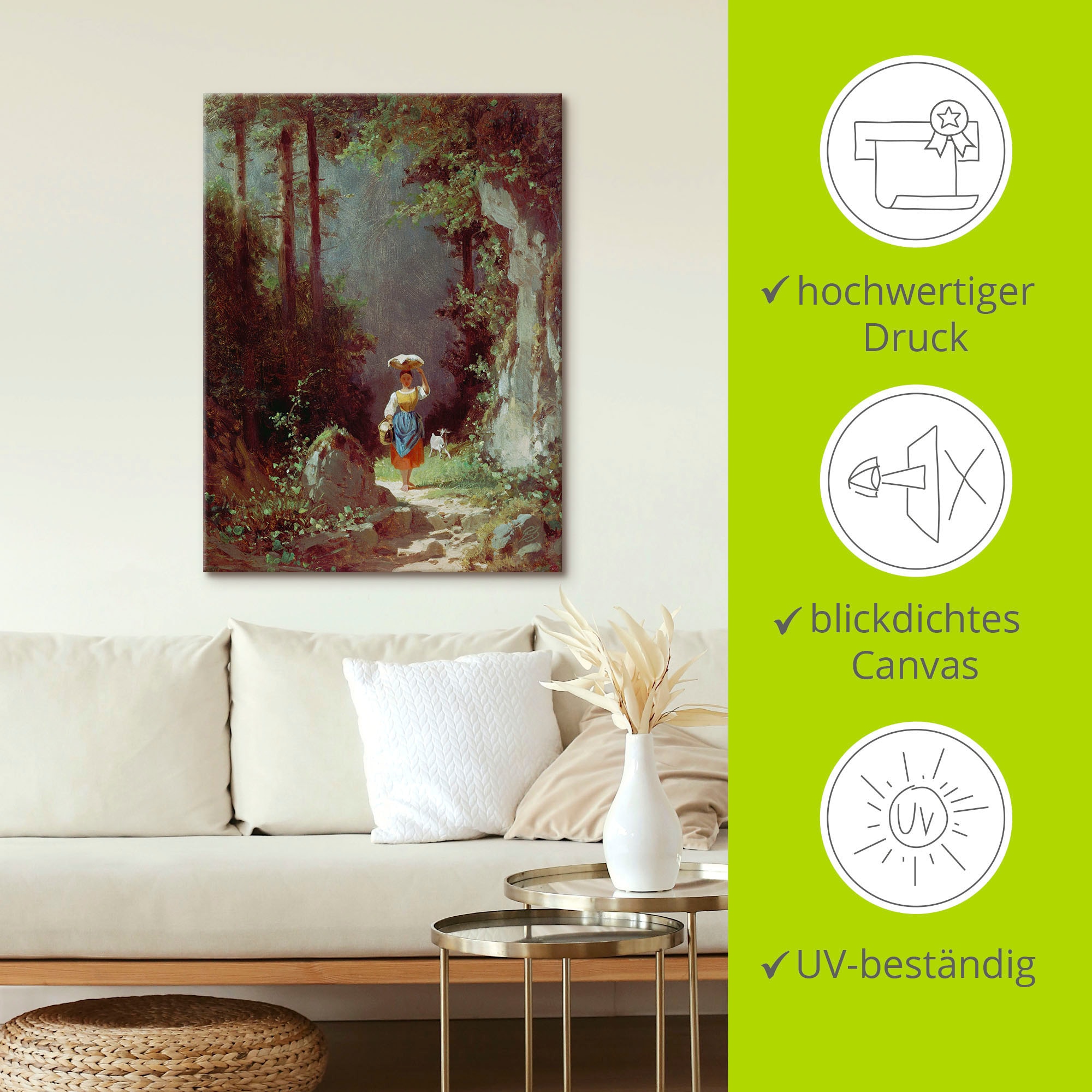 Artland Leinwandbild »Mädchen mit Ziege«, Kind, (1 St.), auf Keilrahmen gespannt
