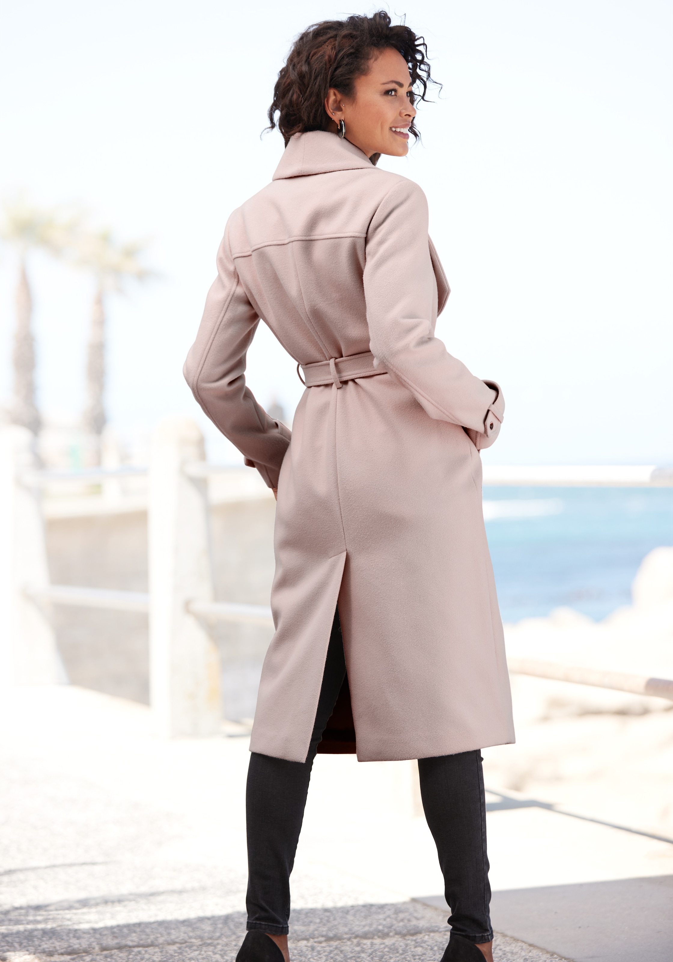 LASCANA Manteau long »mit Bindegürtel und Taschen« manteau élégant pour femmes, long manteau de mi-saison,