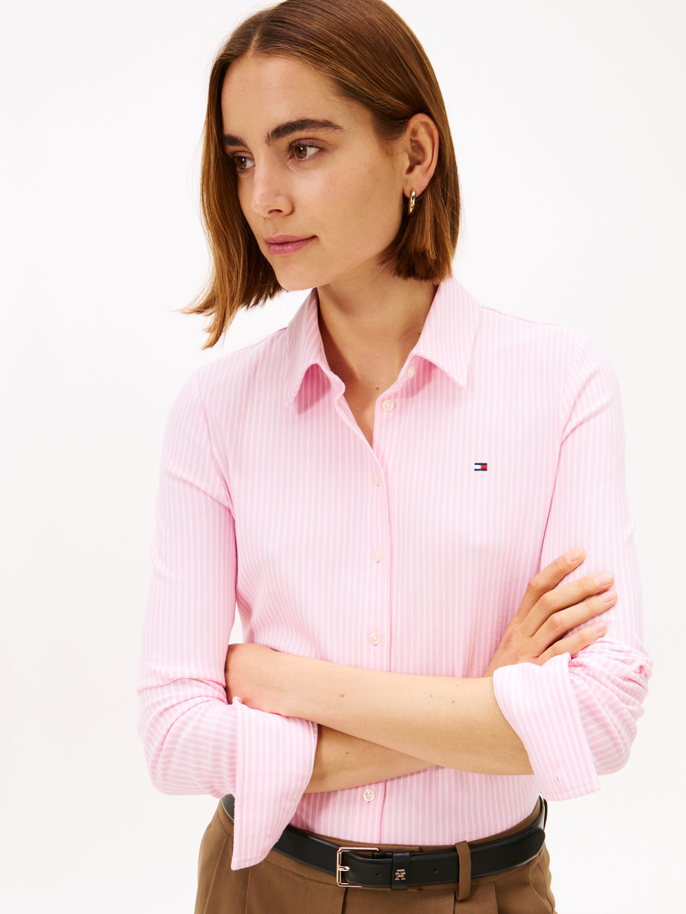 Tommy Hilfiger Polo »1985 SLIM PIQUE BTN DOWN LS mit Polokragen und Label« Baumwollmischung, slim fit