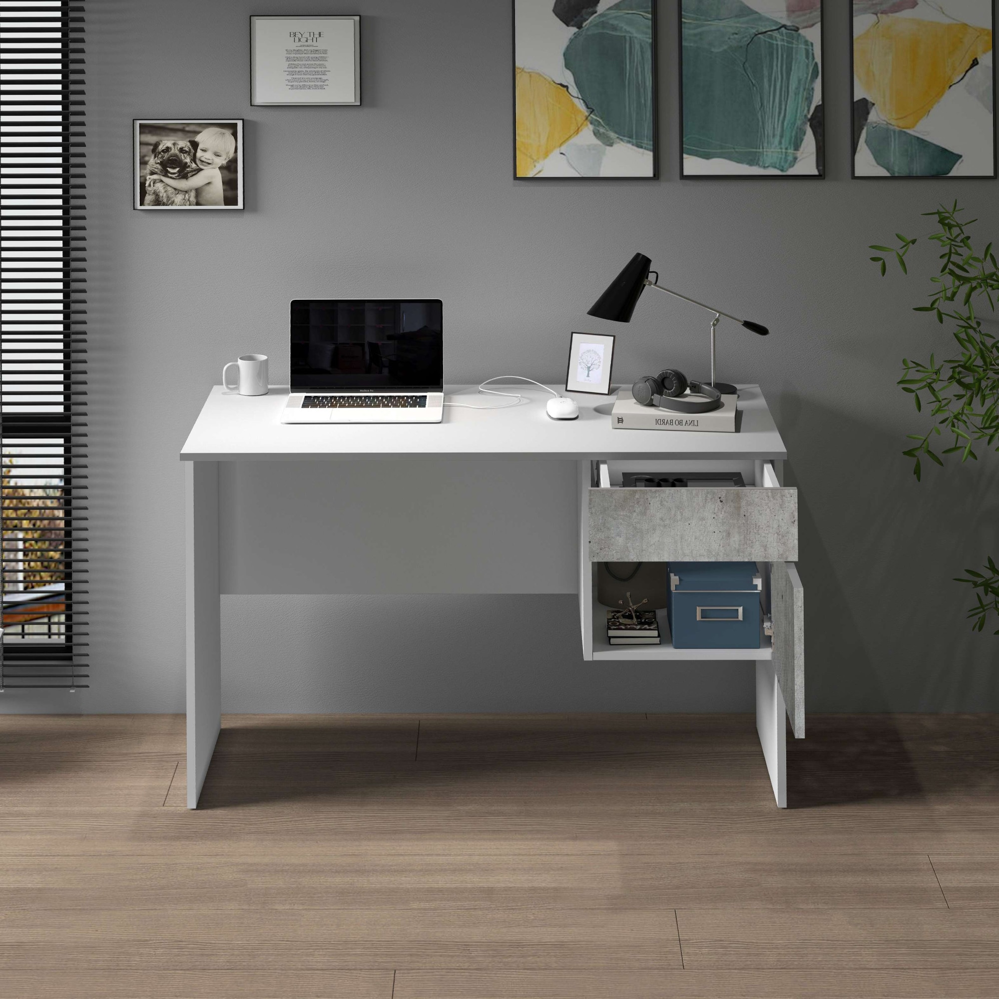 INOSIGN Schreibtisch »Coro, kleiner Computertisch, Bürotisch« mit 1 Tür & 1 Schublade, Breite 110 cm, Made in Italy